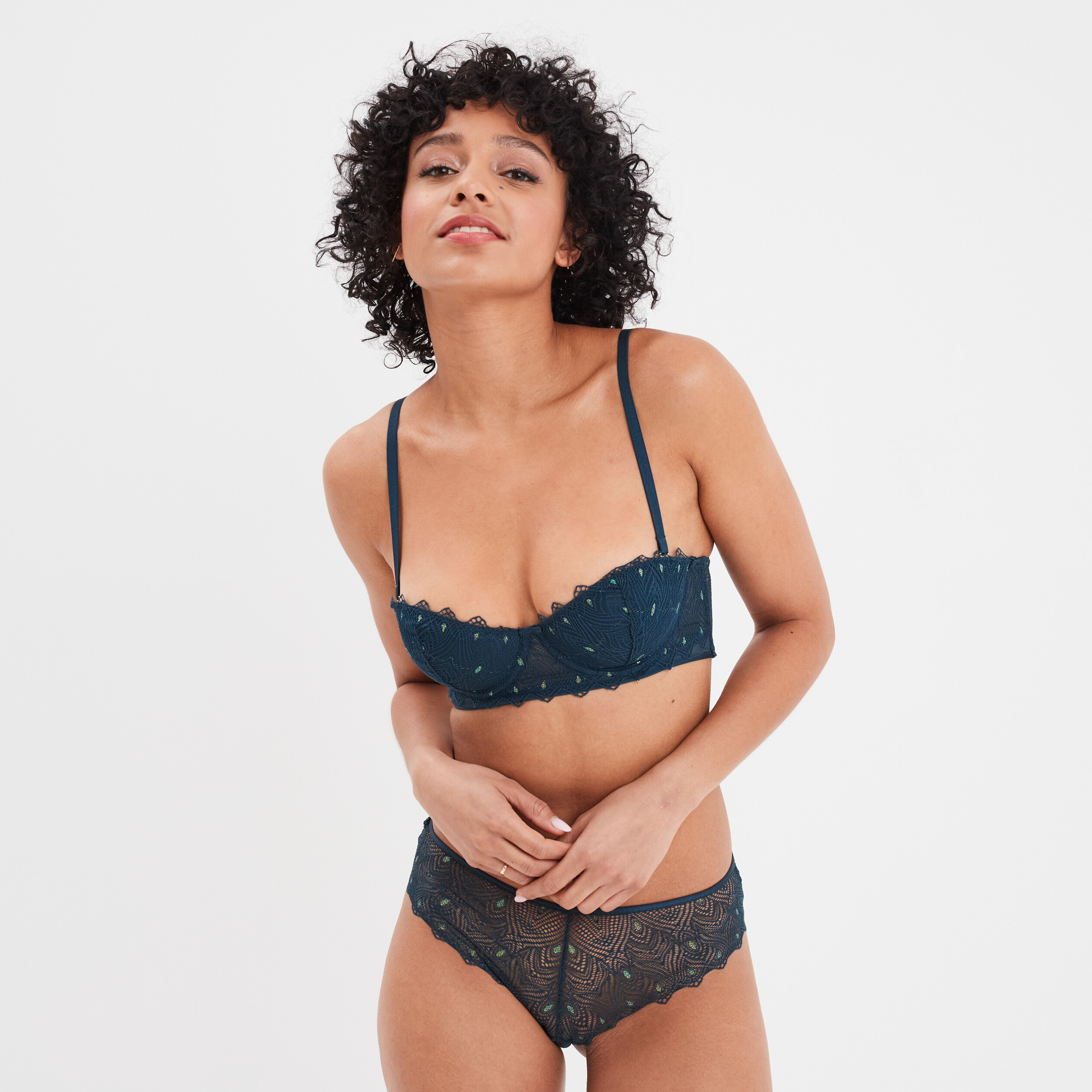 Soutien Gorge Bandeau Padd Dentelle Bleu Canard Femme La Halle