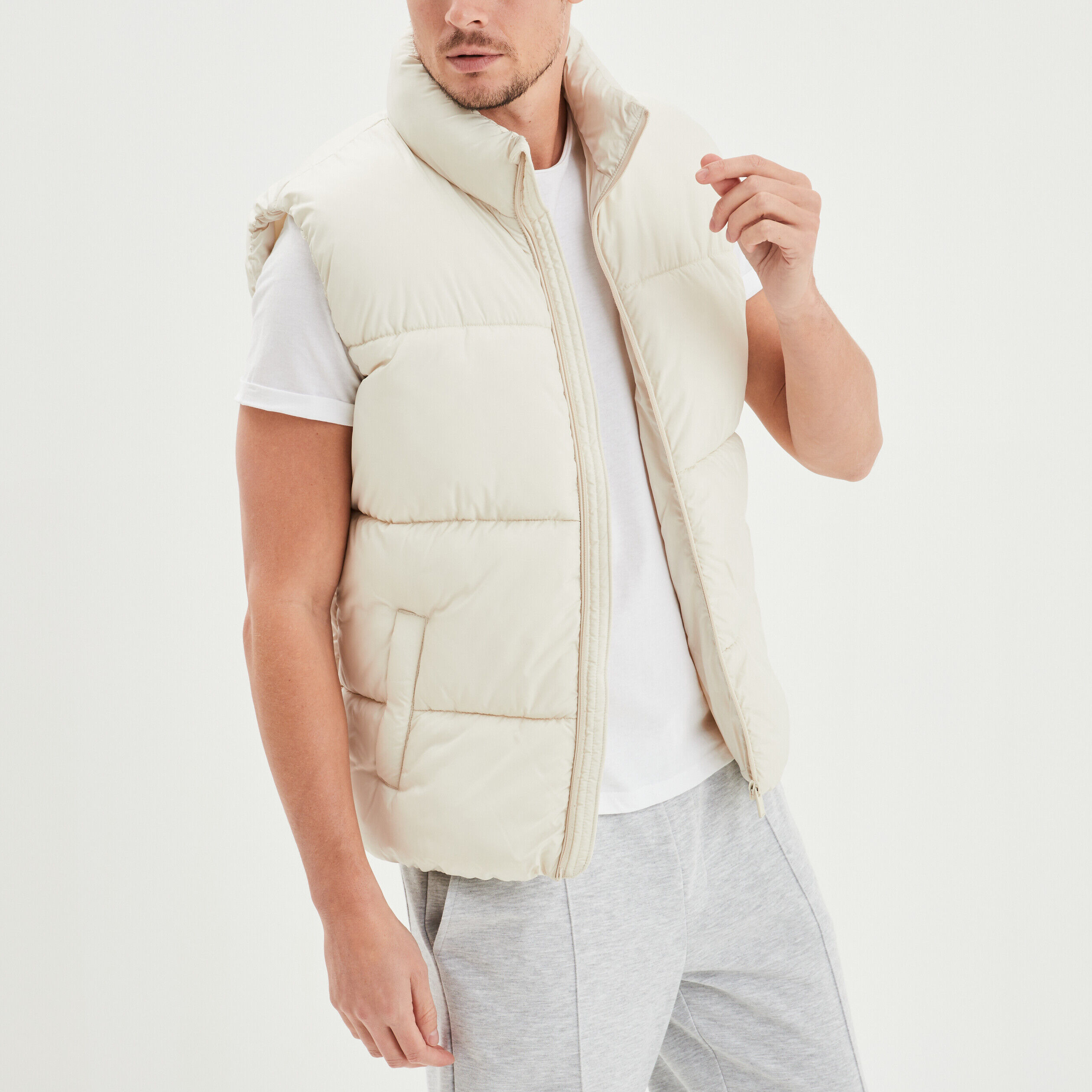 Doudoune sans 2025 manche homme beige