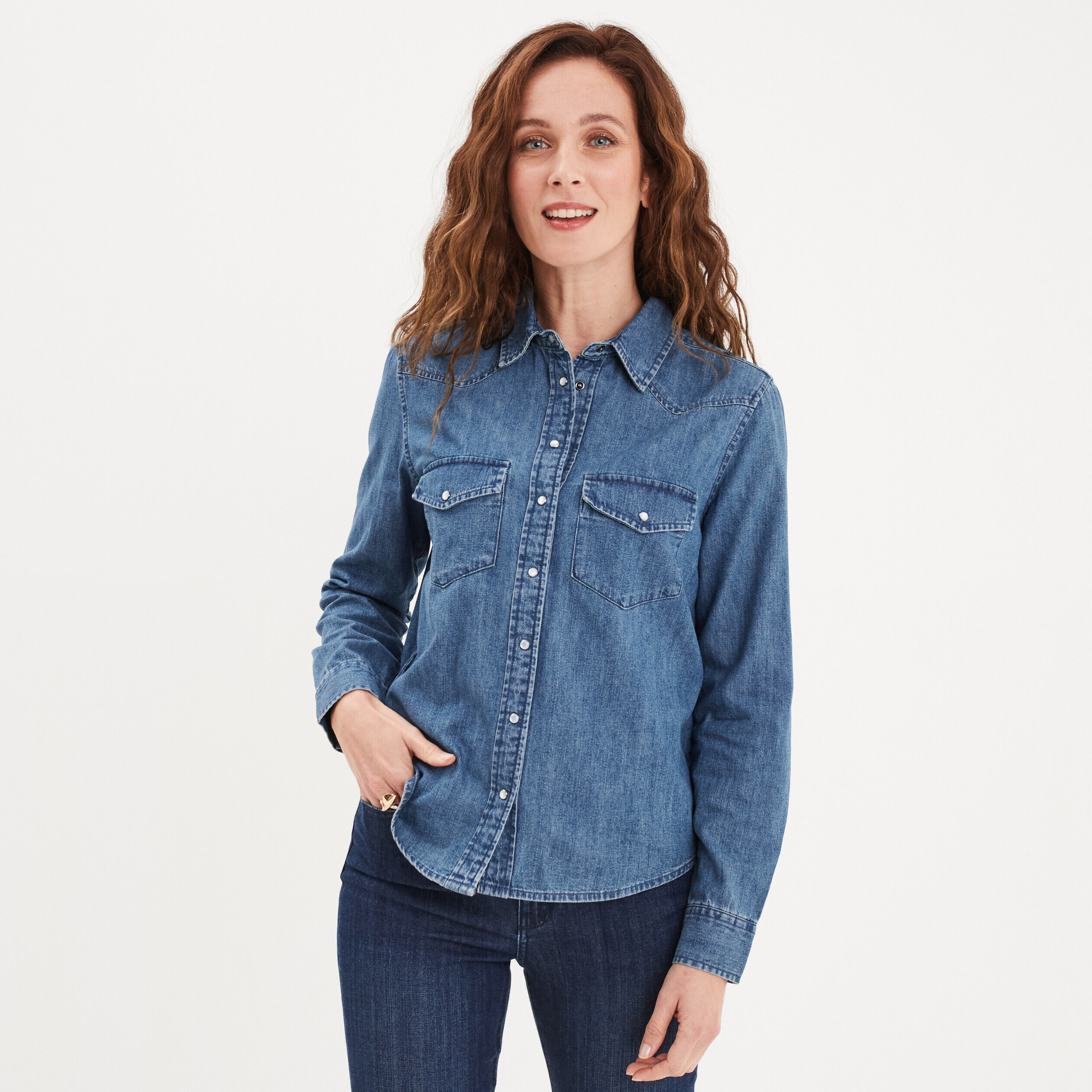 Chemise en jean femme cintrée hot sale