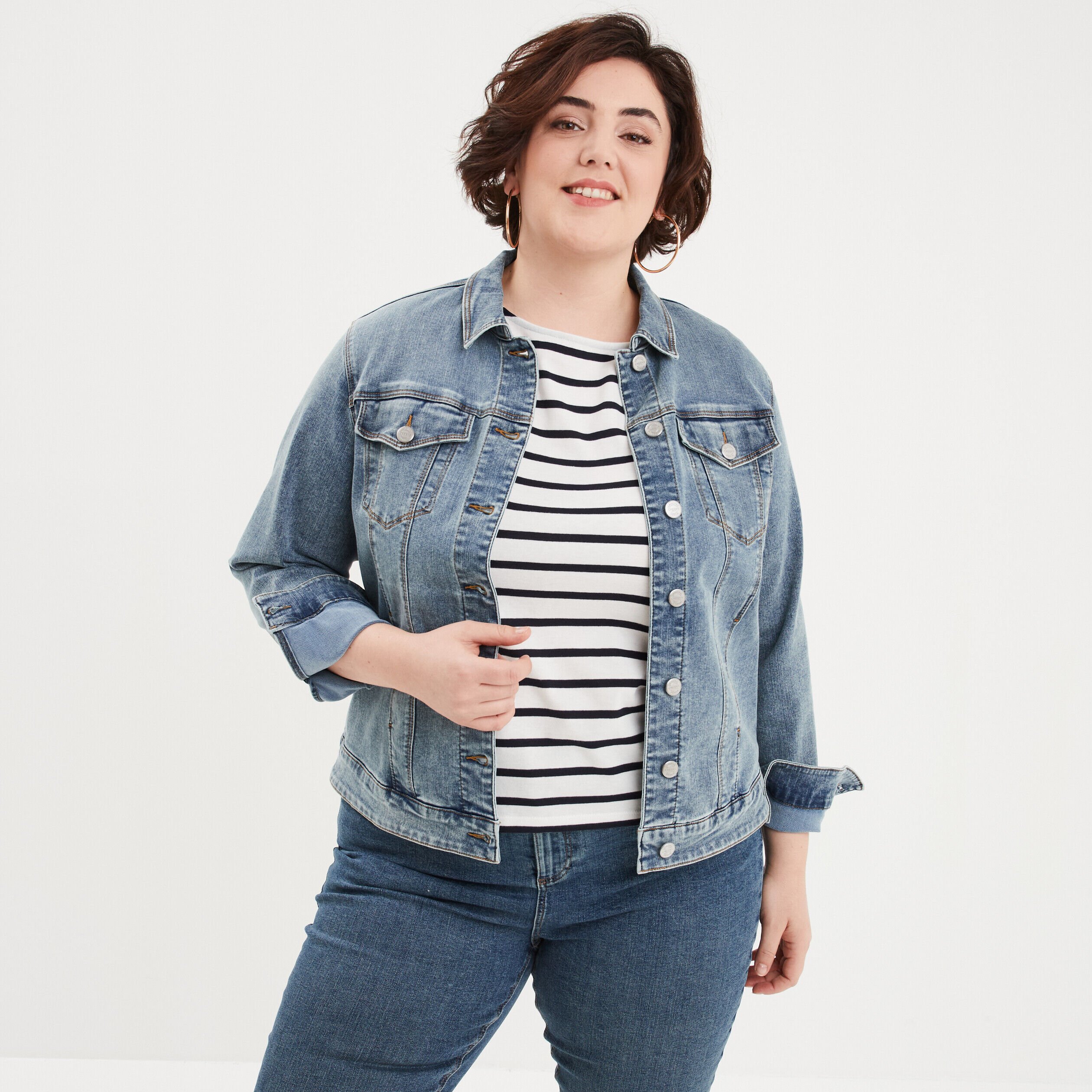 Veste en jean femme online grande taille pas cher