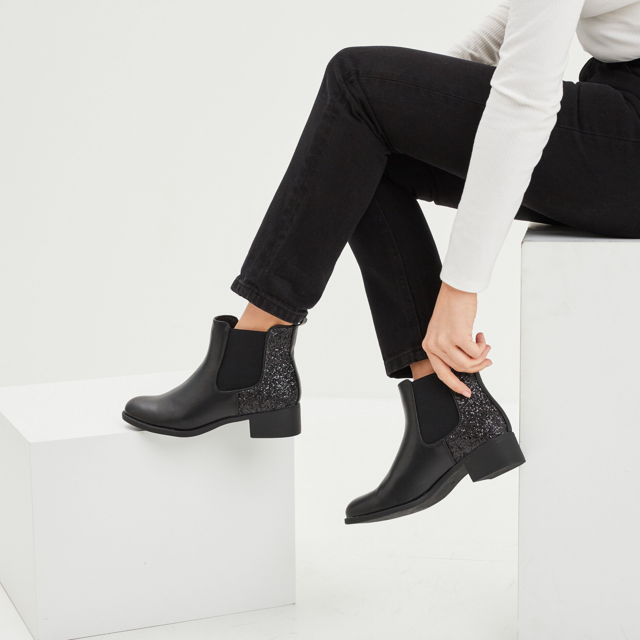 Bottines basses noires femme best sale