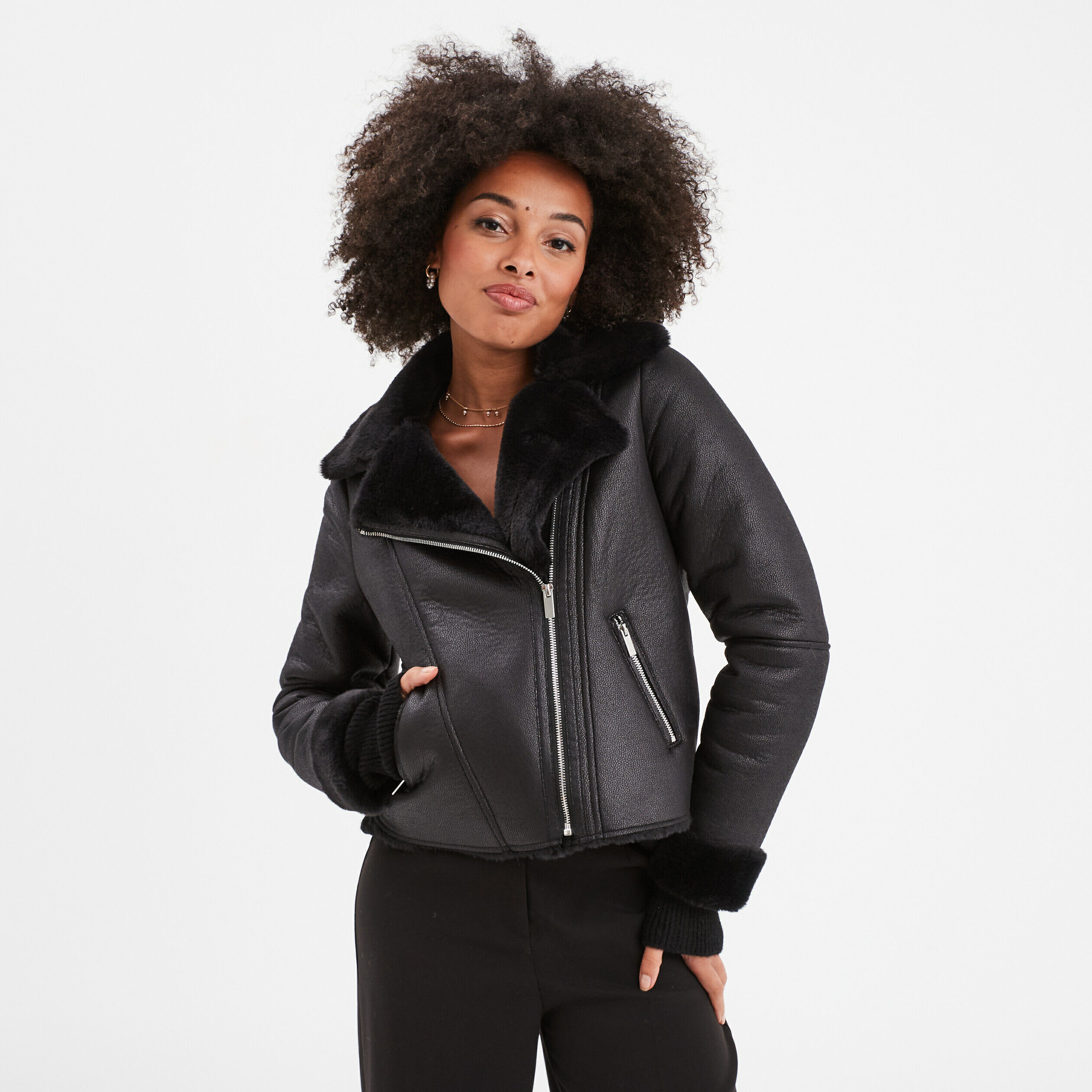 Blouson noir femme pas cher best sale