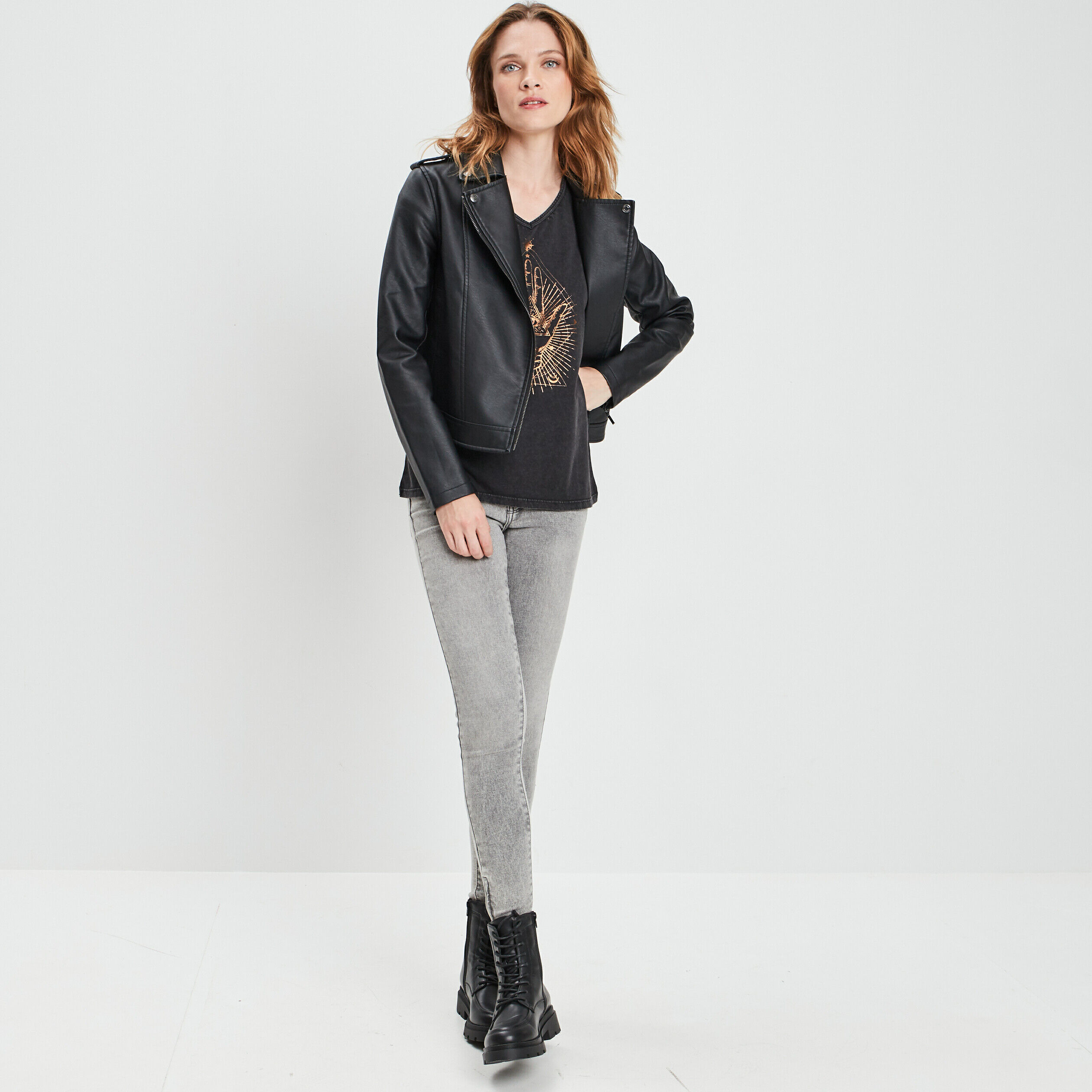 Veste simili cuir femme la halle hot sale