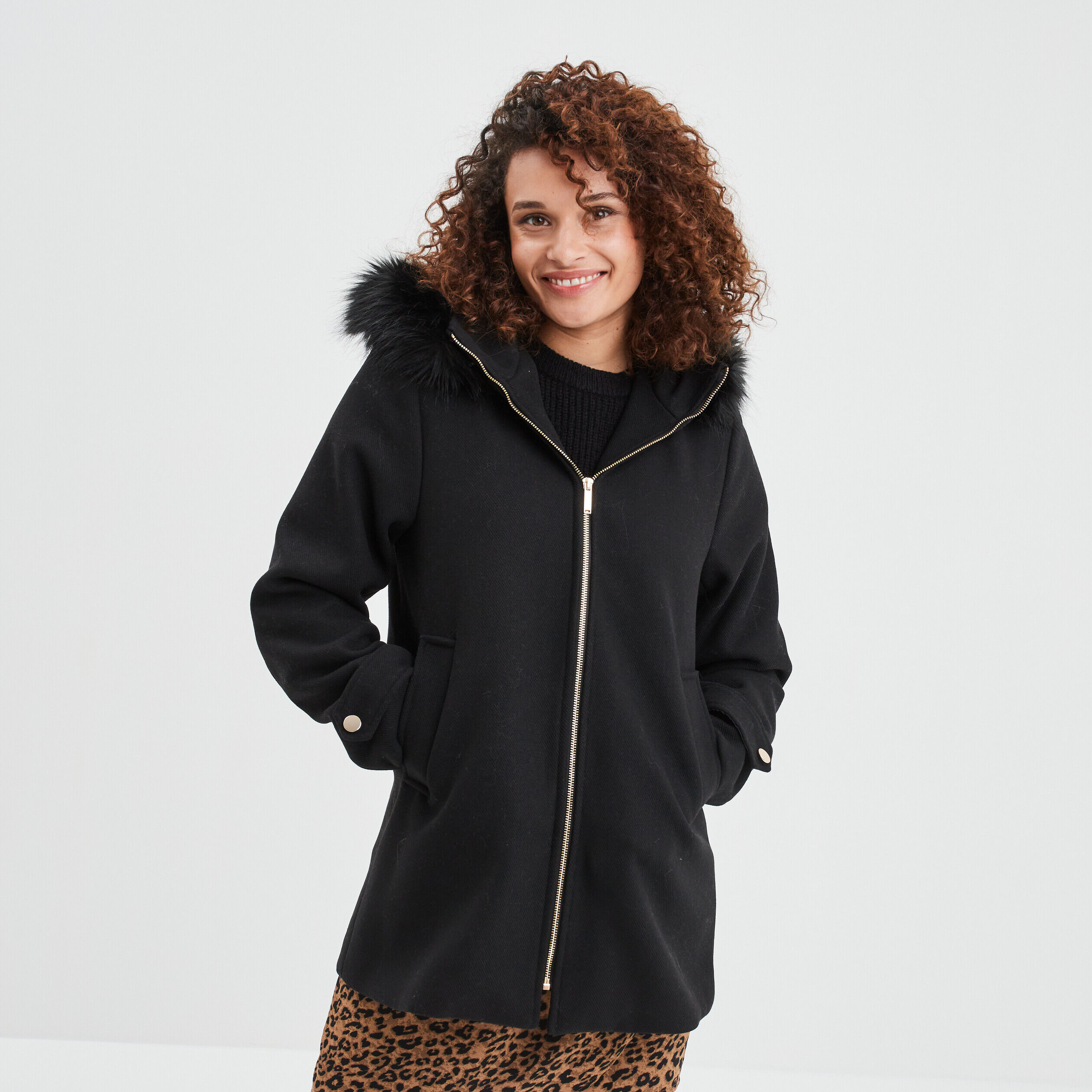 Blouson femme capuche fourrure pas outlet cher