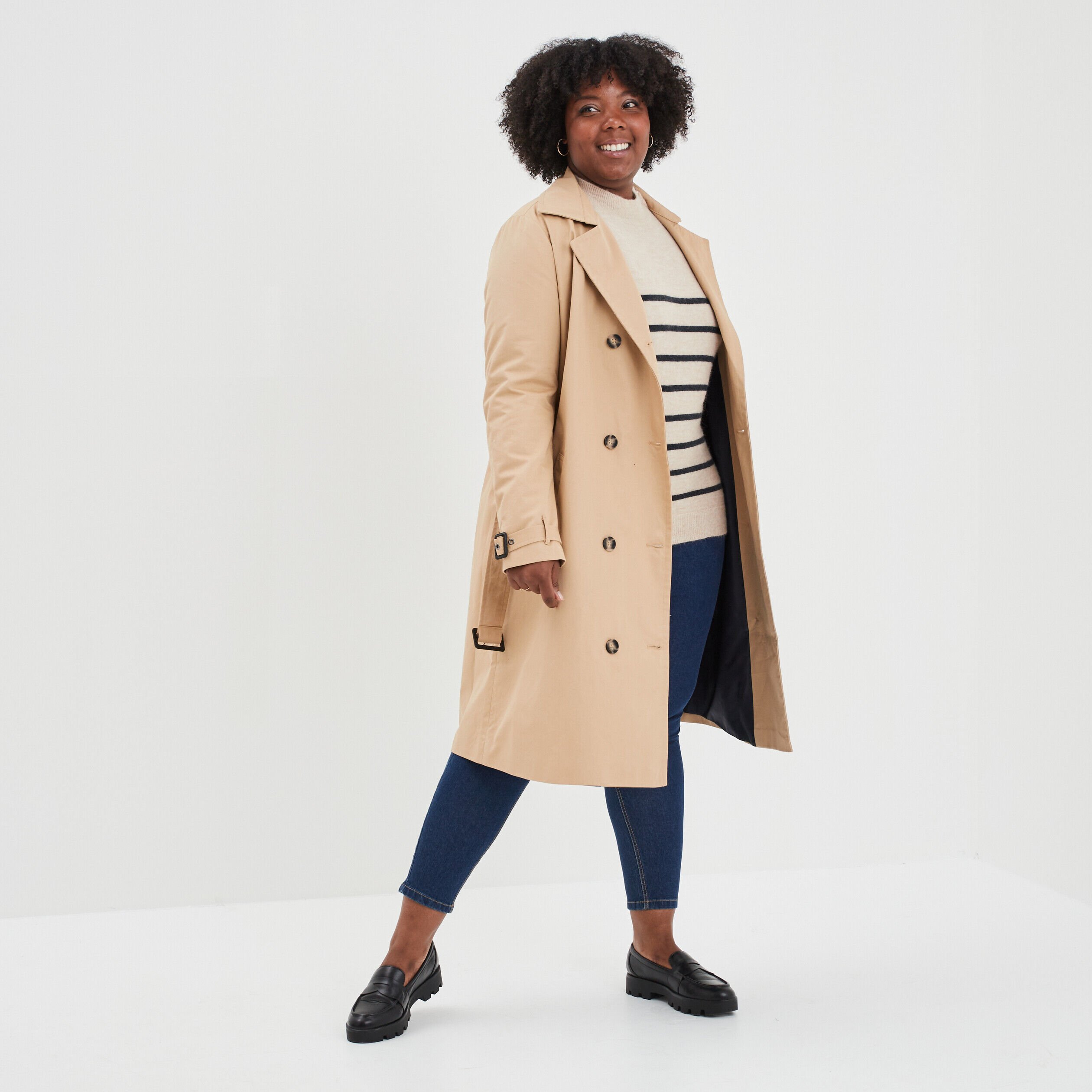 Manteau grande taille Beige femme pas cher manteau long et