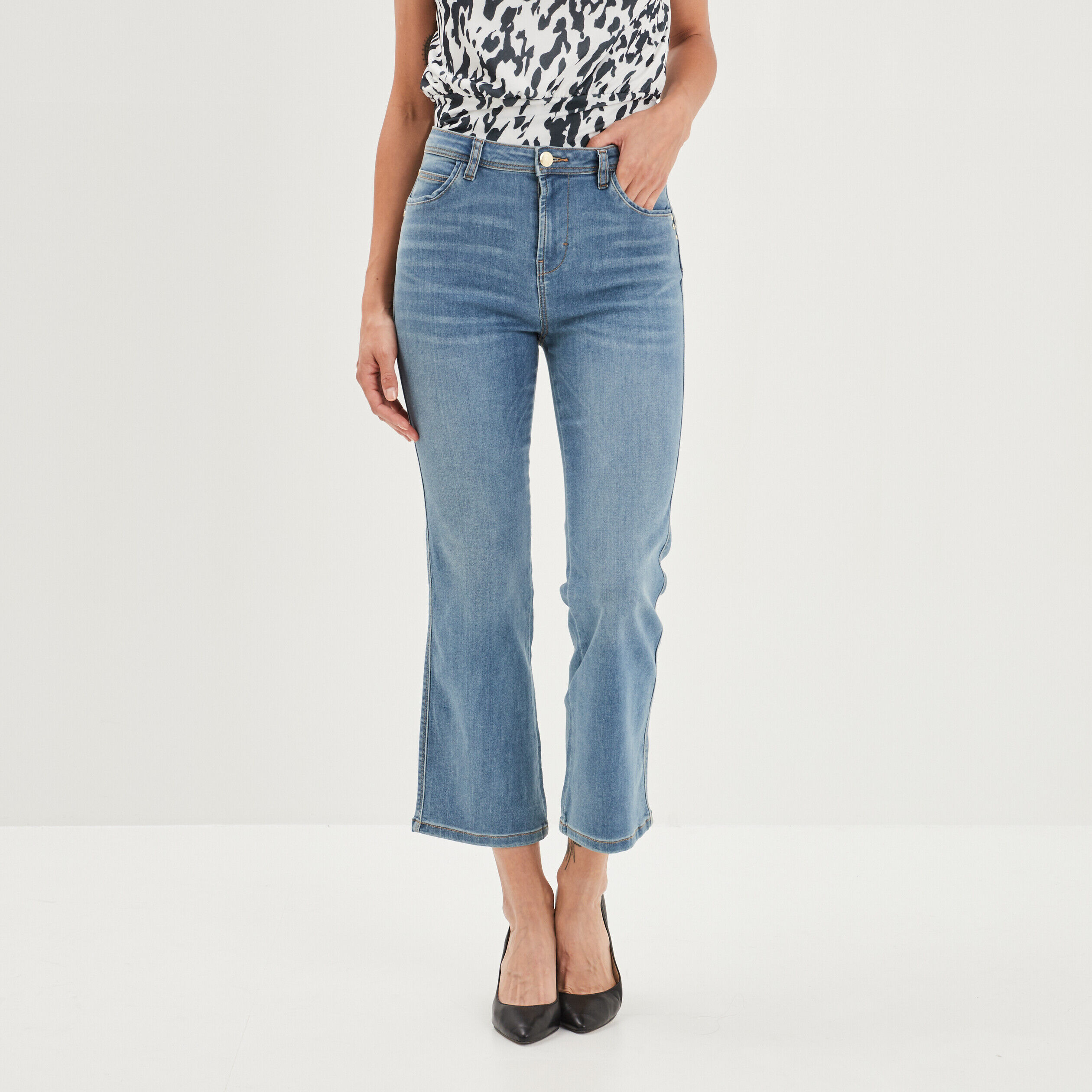 Jean flare tres evase femme pas cher pantalon skinny taille