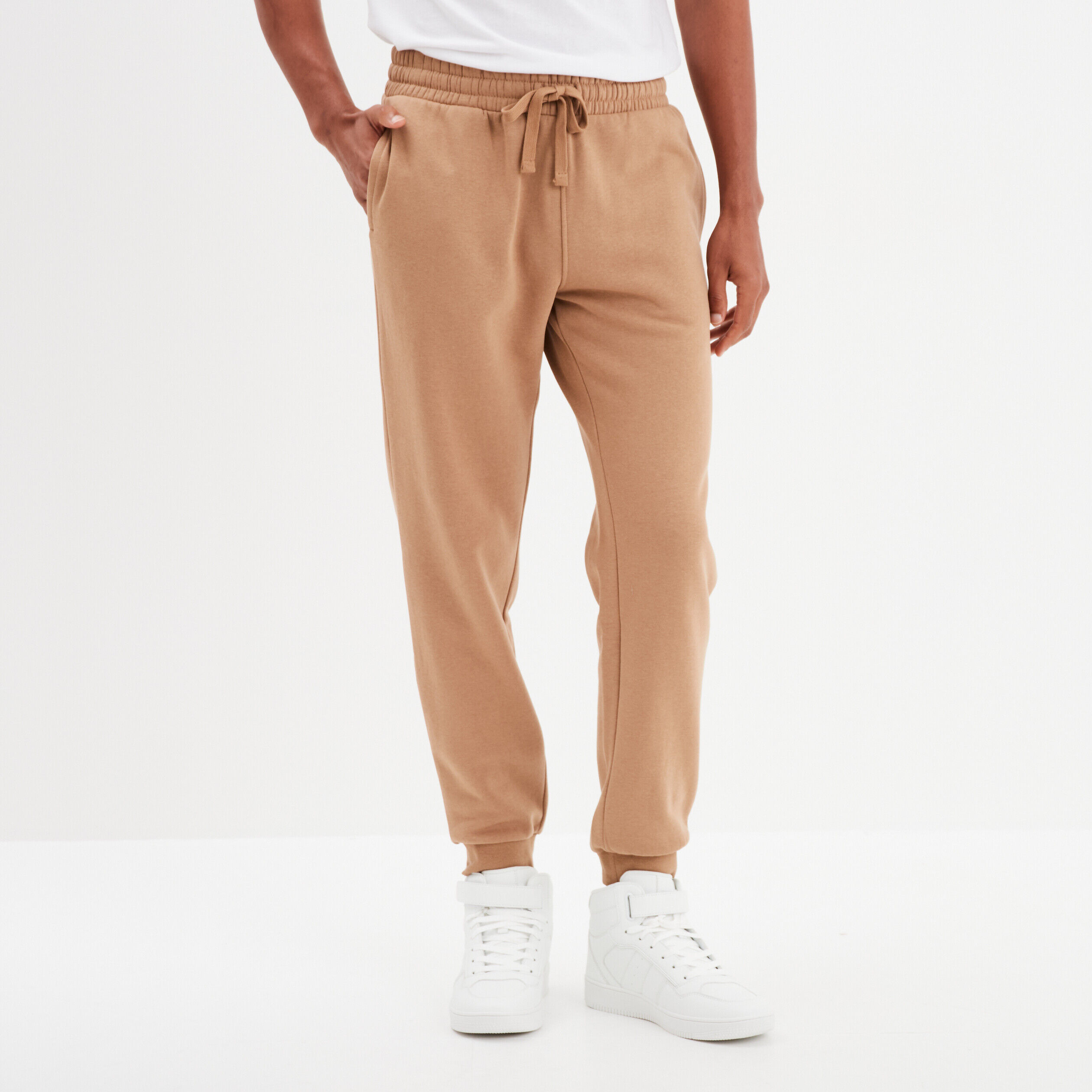 Pantalon jogging droit molleton taupe homme LH