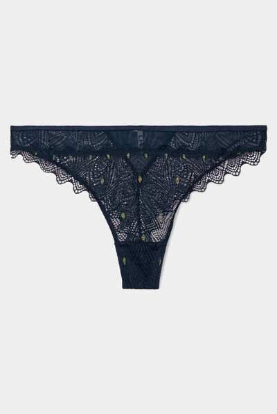 Aerie Velvet Animal Lace String Thong Underwear