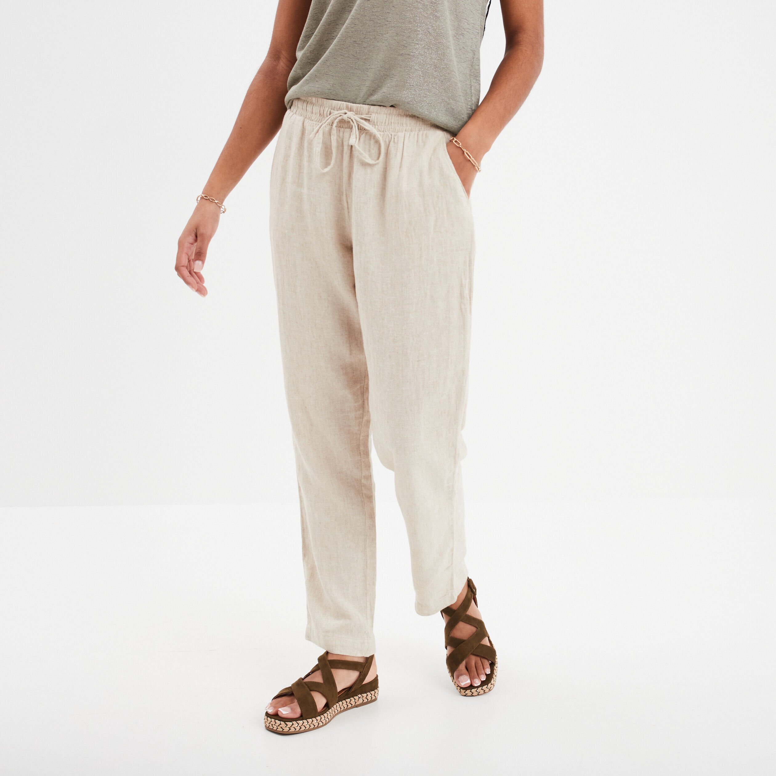 Pantalon lin femme pas cher Pantalon lin La Halle