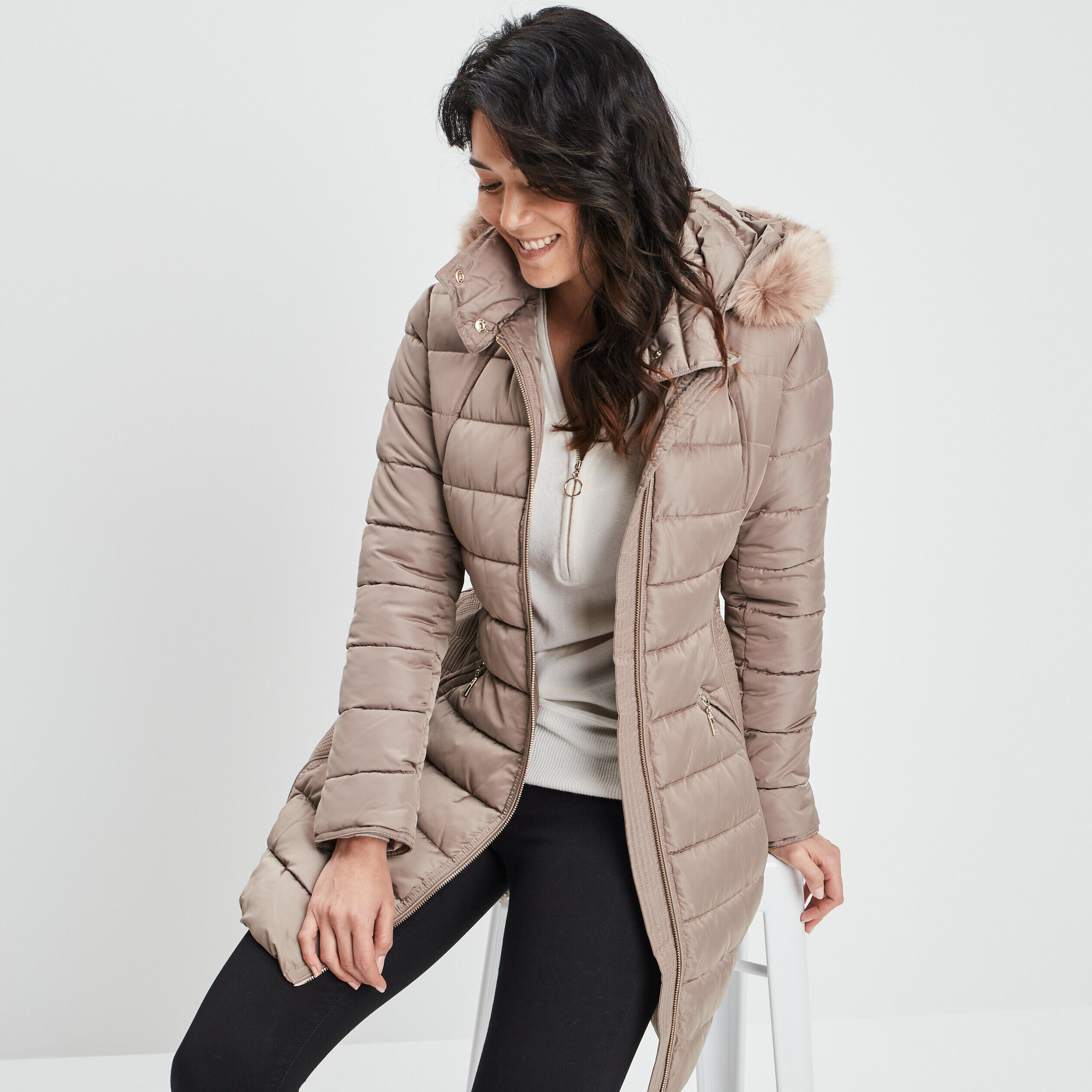 Manteau capuche femme outlet pas cher