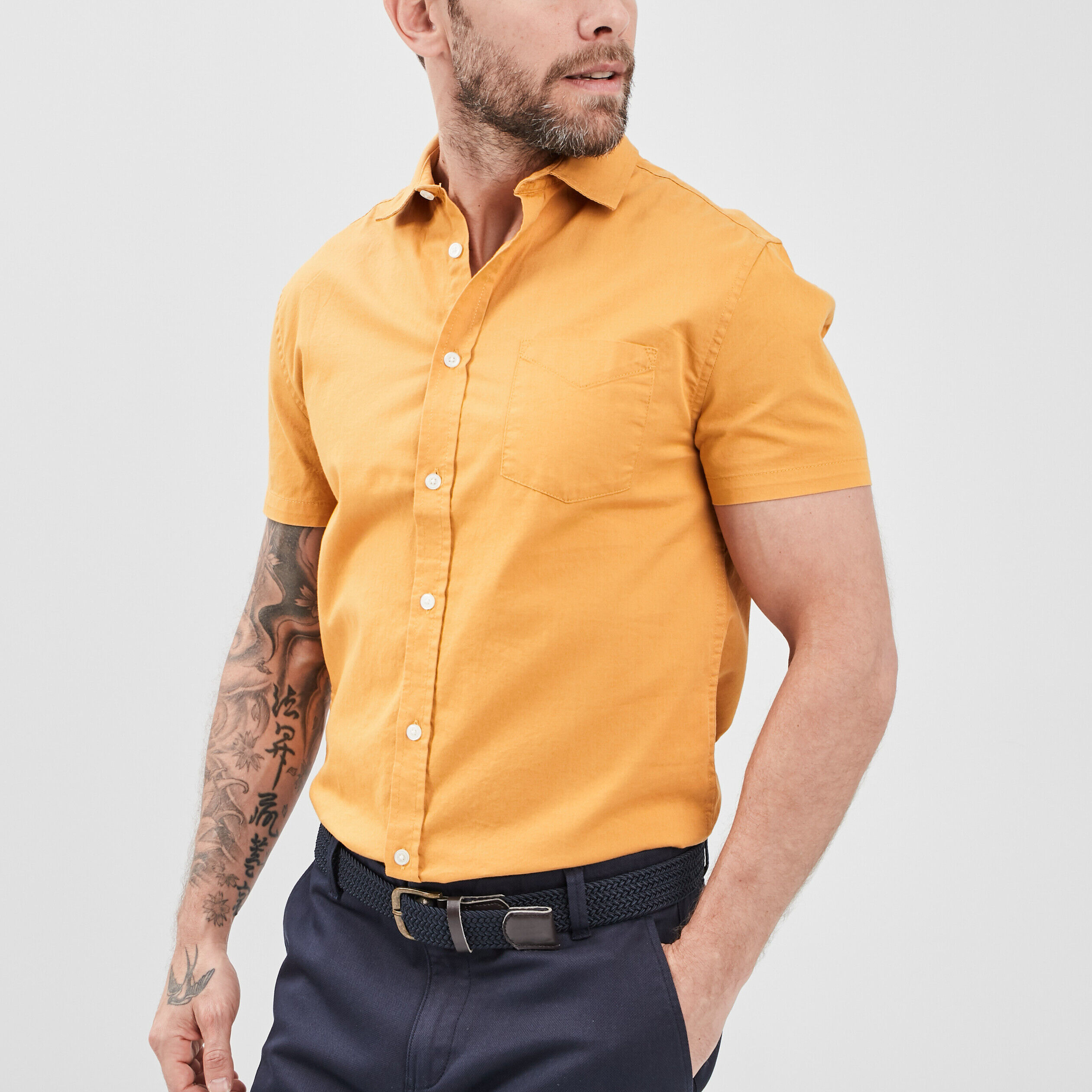 Chemise jaune moutarde homme hot sale