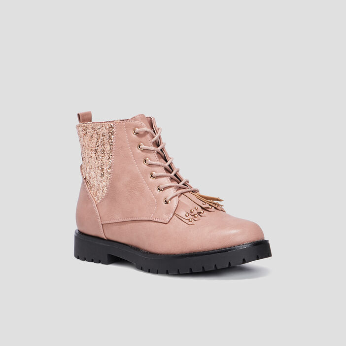 Bottines A Lacets Femme Rose La Halle