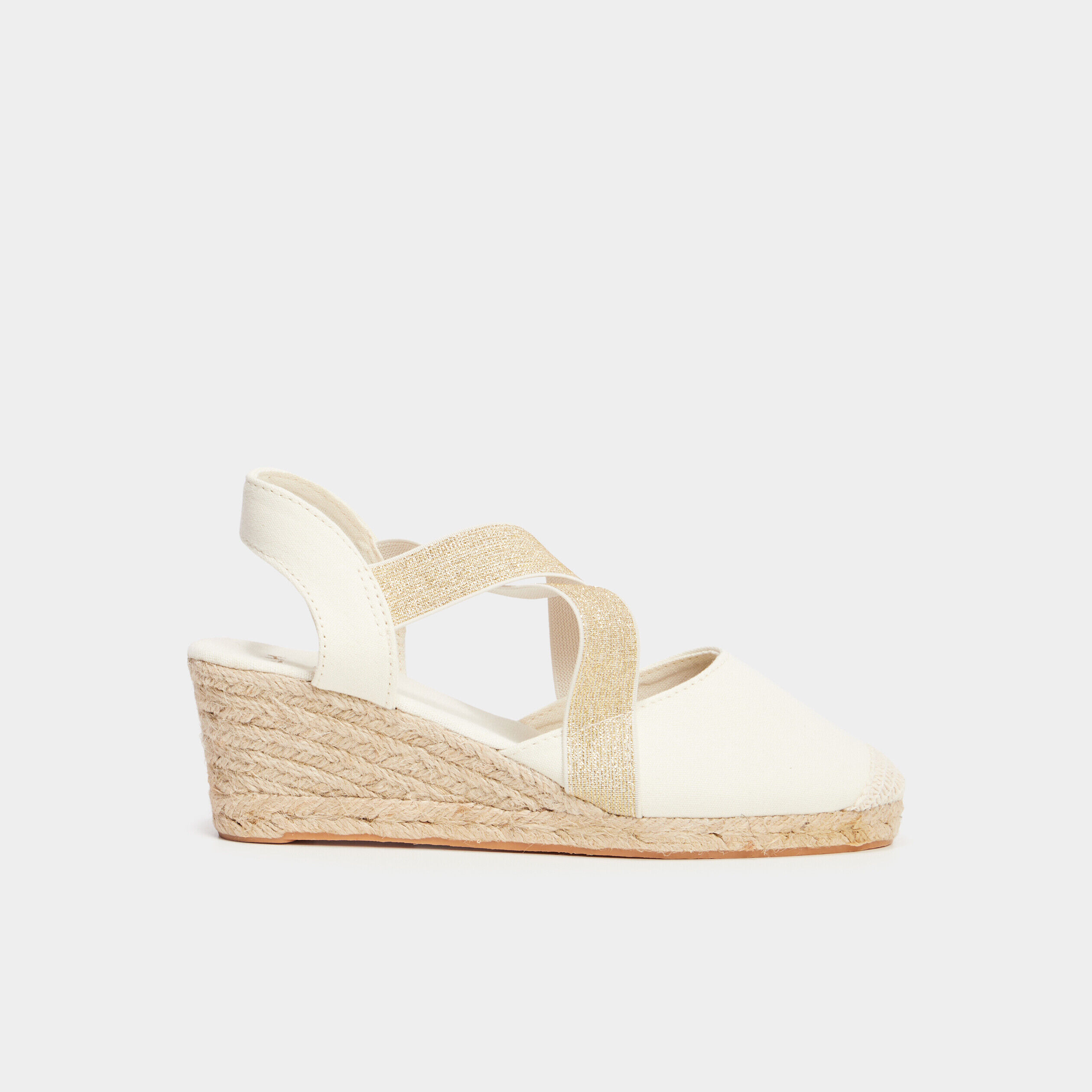 Chaussures compens es Beige femme pas cher sandales espadrille