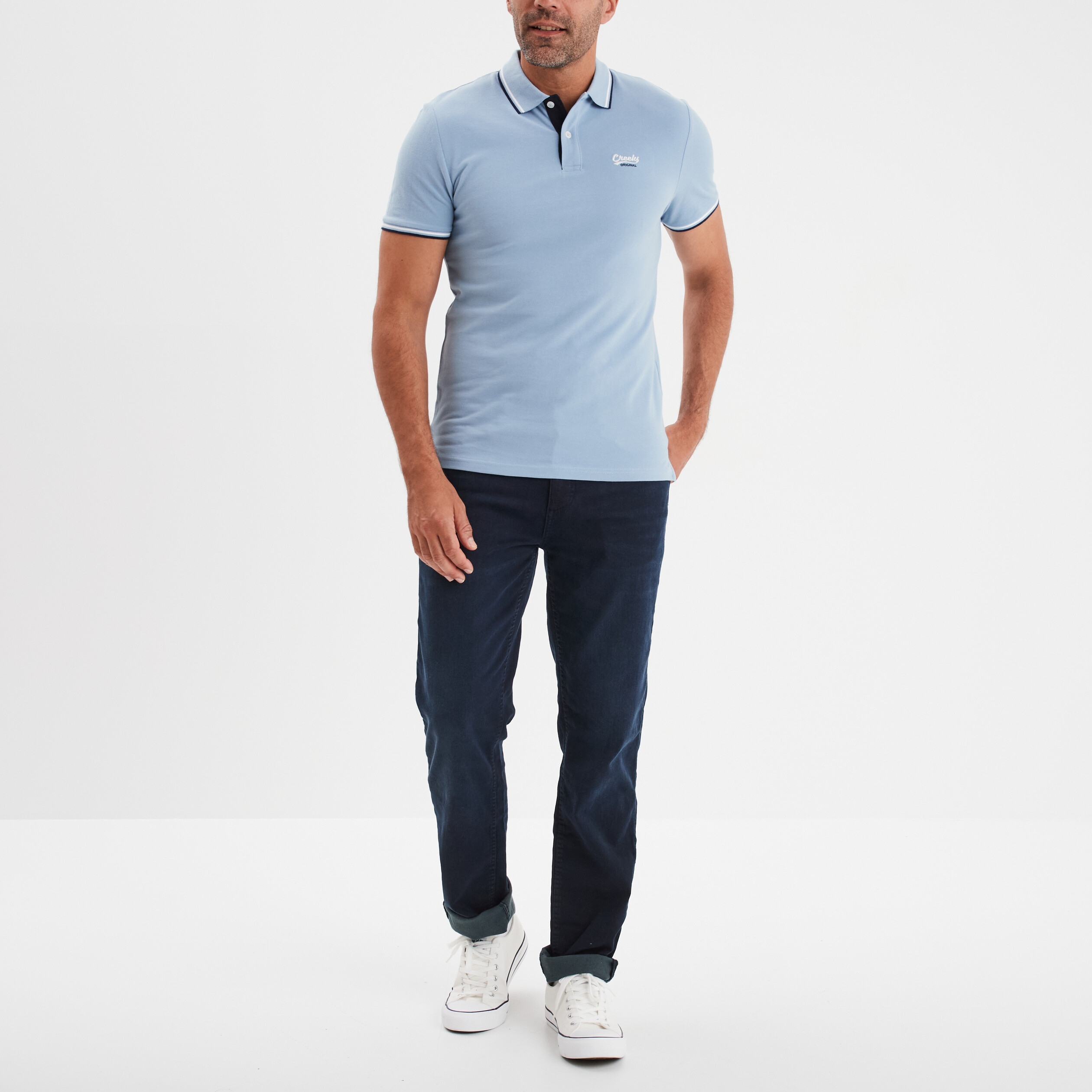 Polo bleu ciel homme sale