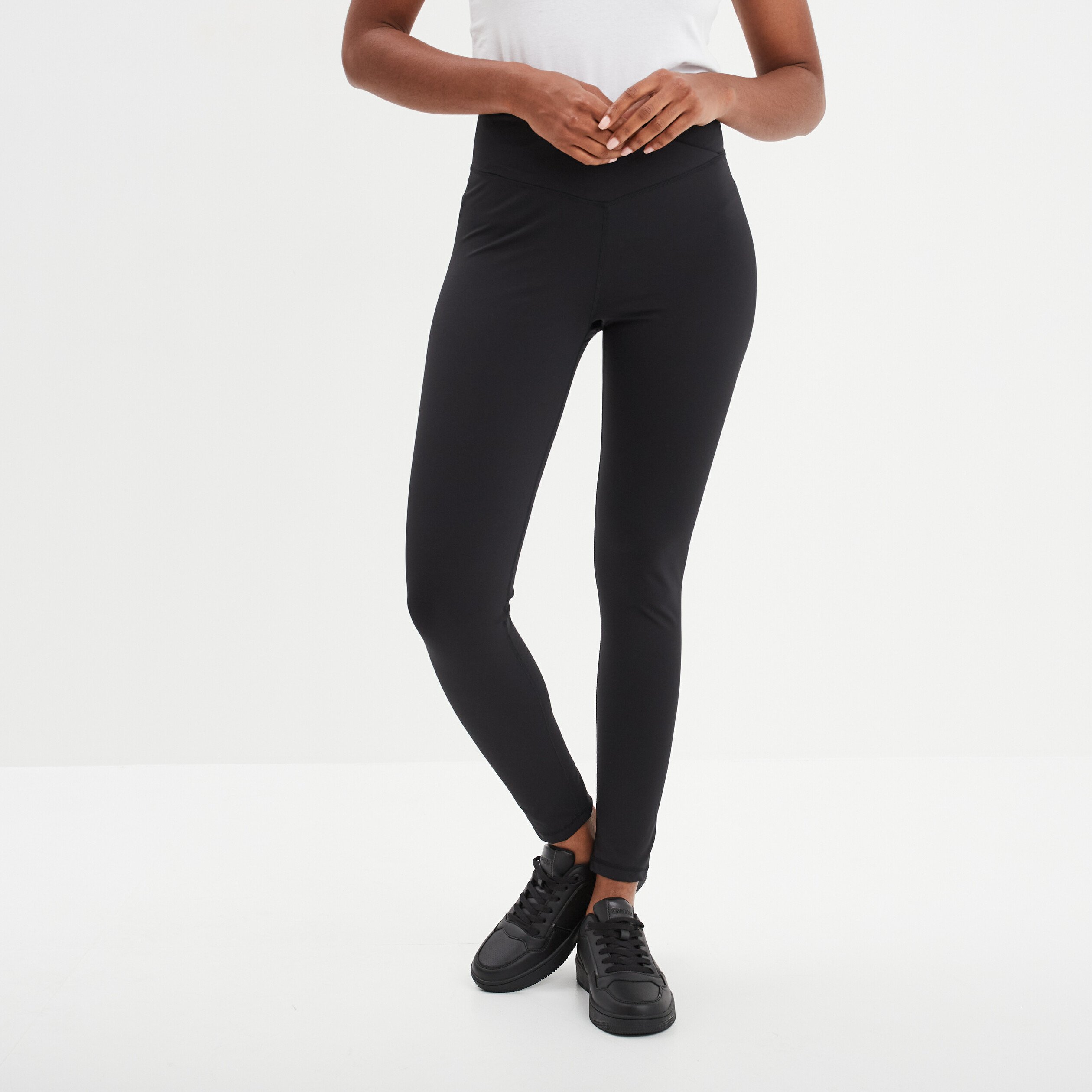 Legging sport taille haute croisee noir femme