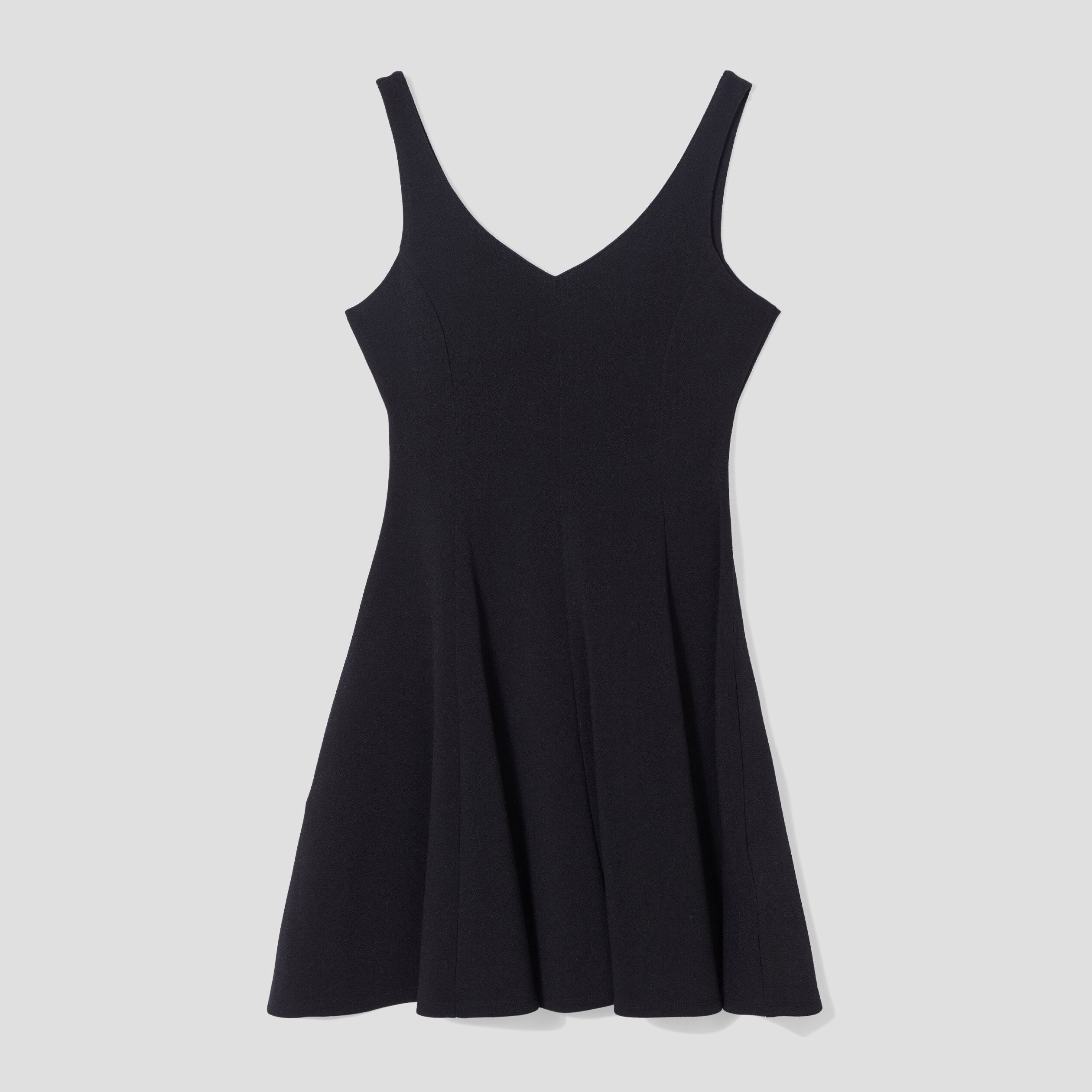 Robe patineuse courte avec col en V noir femme