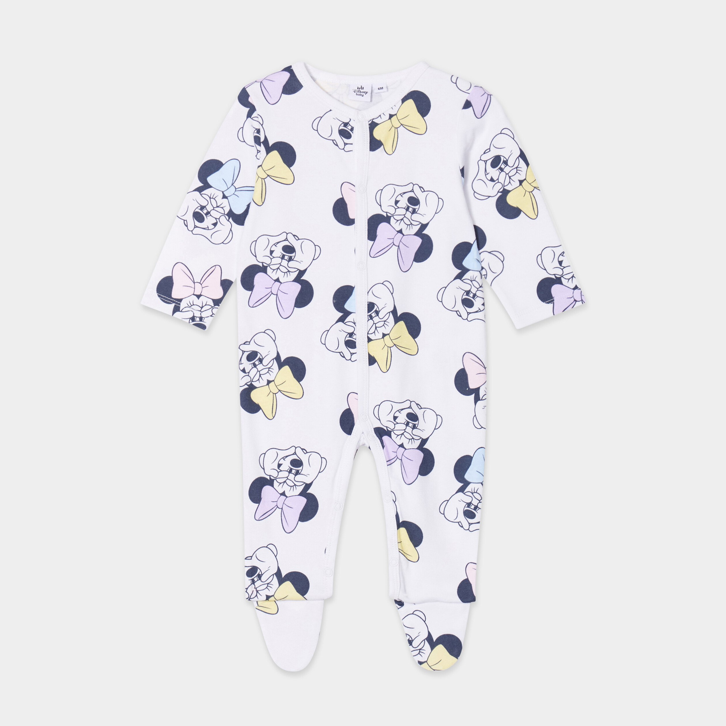 Dors bien manches longues coton Minnie ivoire bebe fille