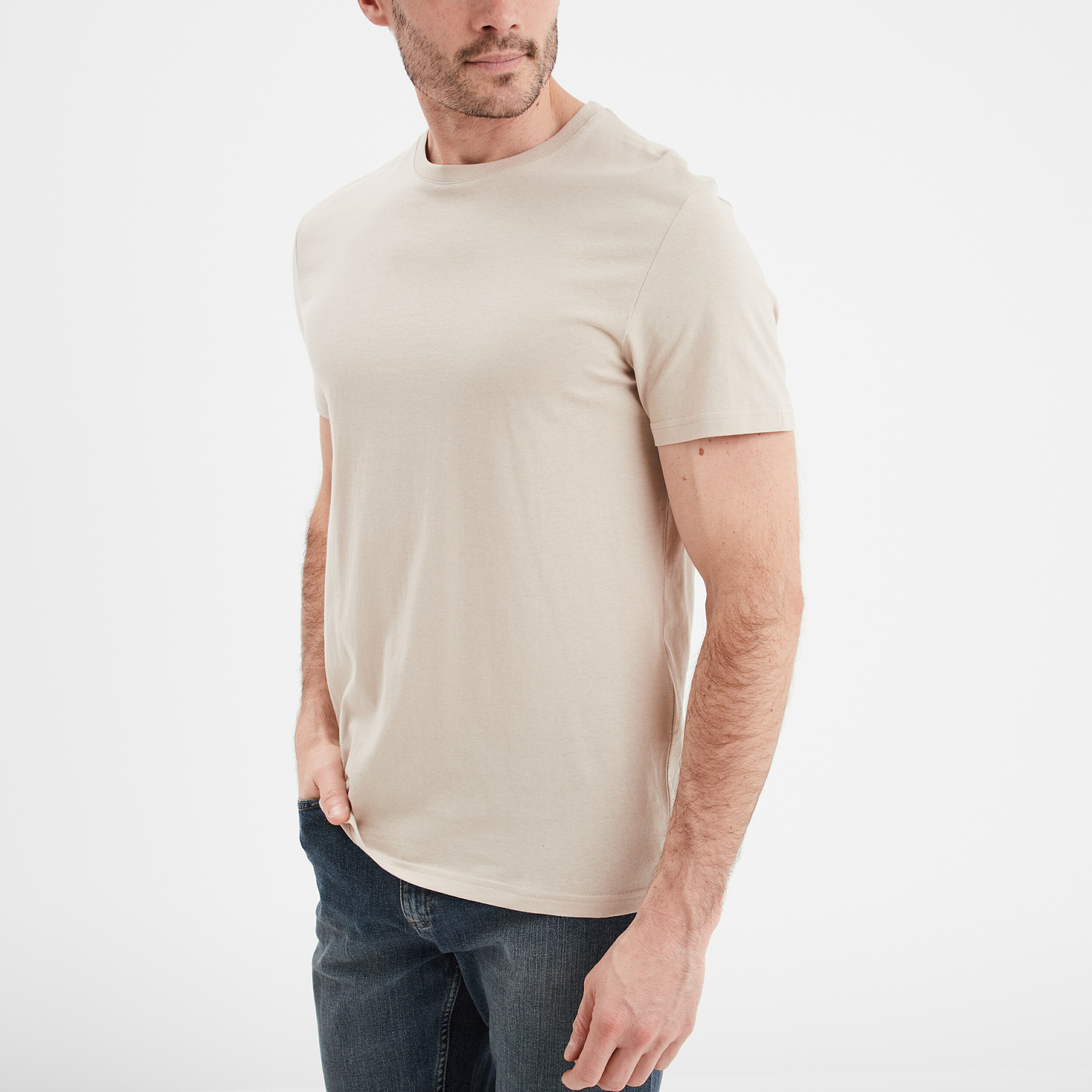 T shirt en coton manches courtes gris clair homme