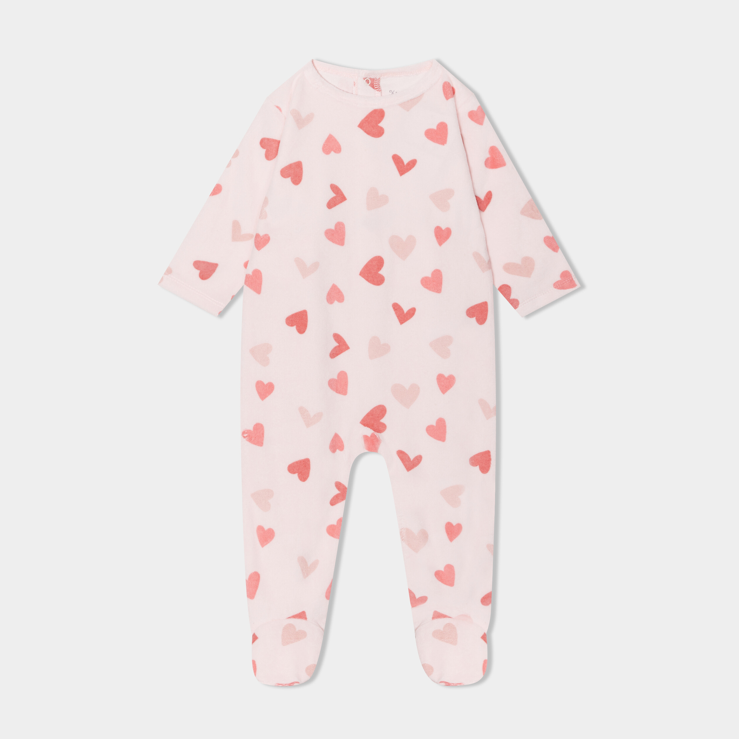 Pyjama dors bien manches longues velours rose clair bebe fille