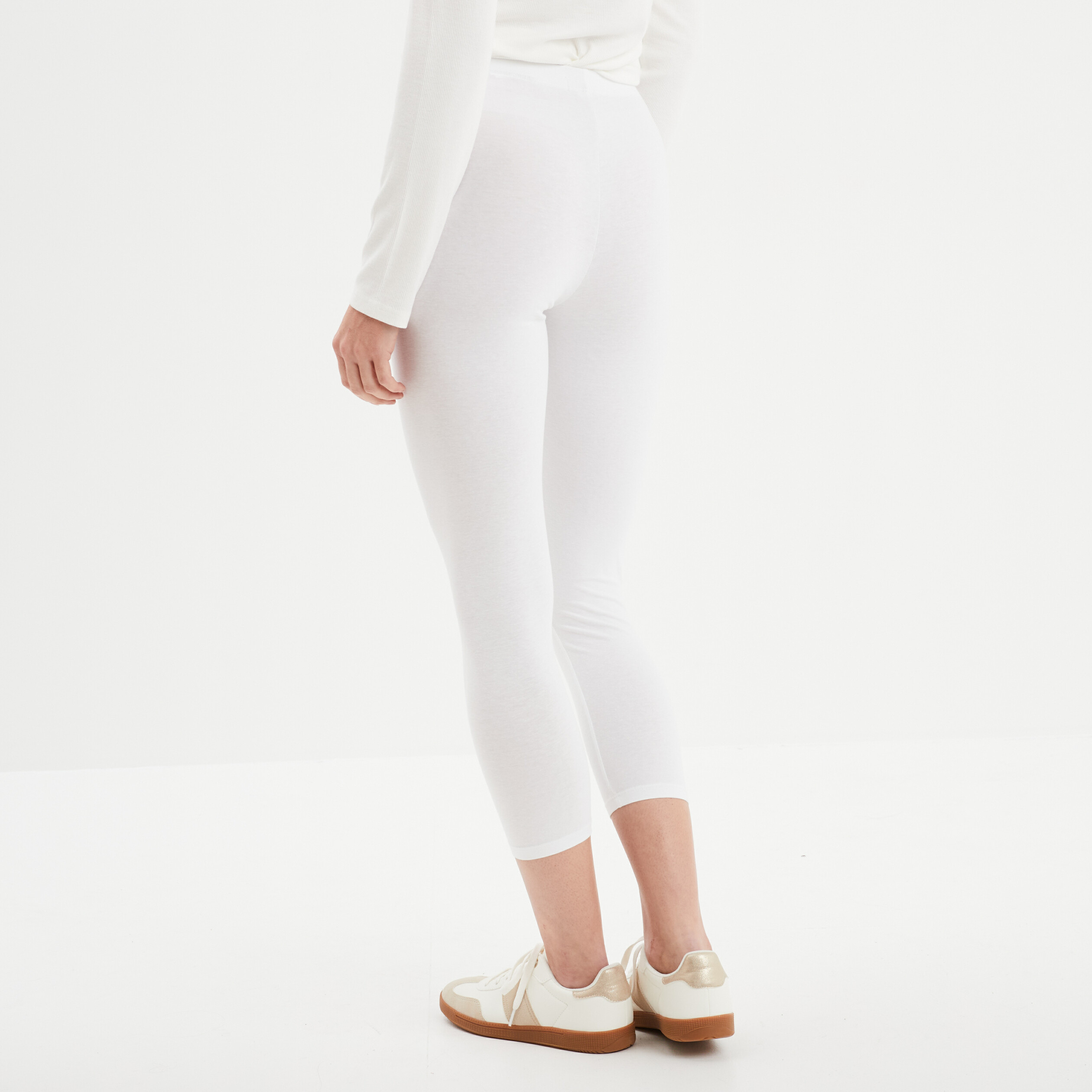 Legging 7 8eme taille elastiquee blanc femme