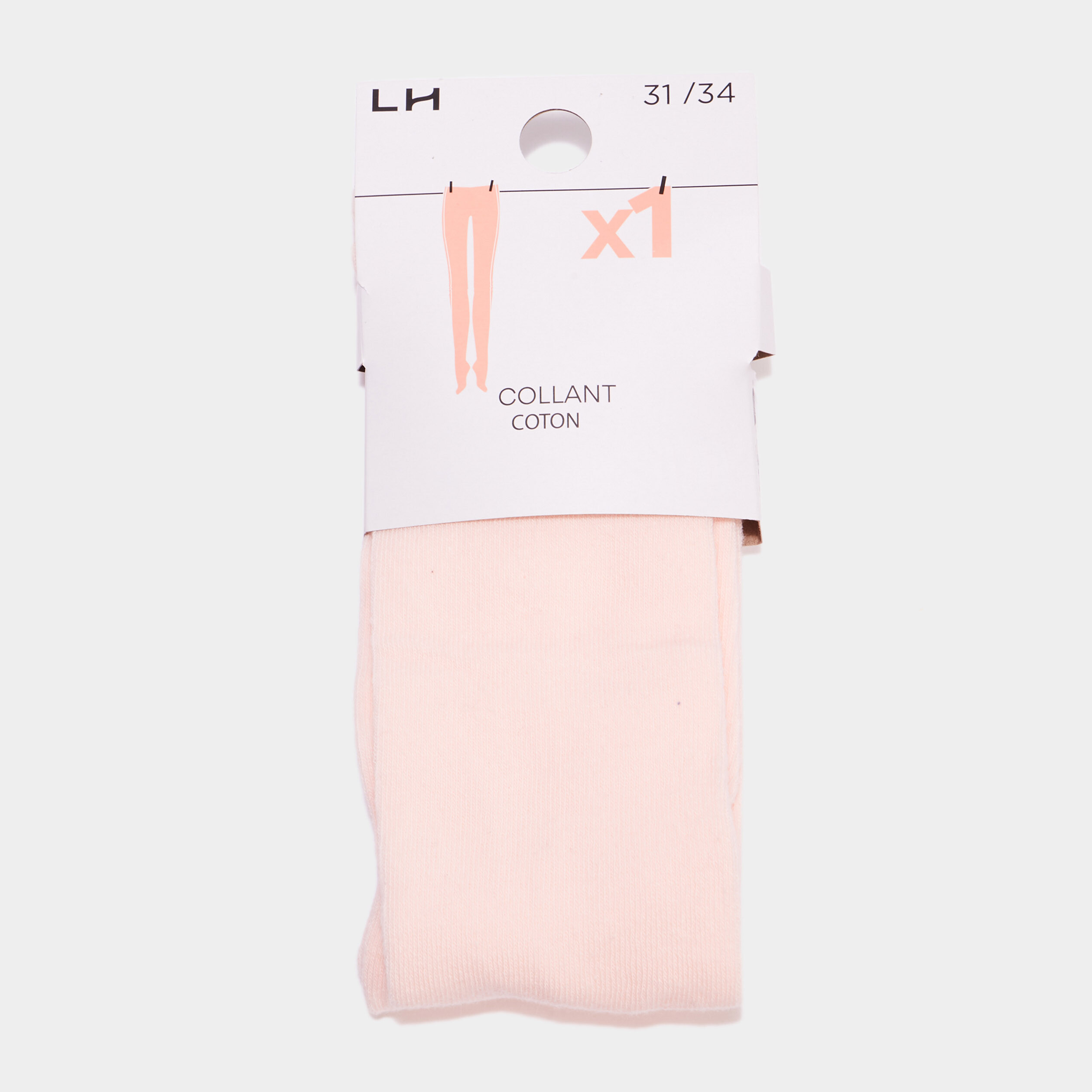 Collant opaque coton rose fille