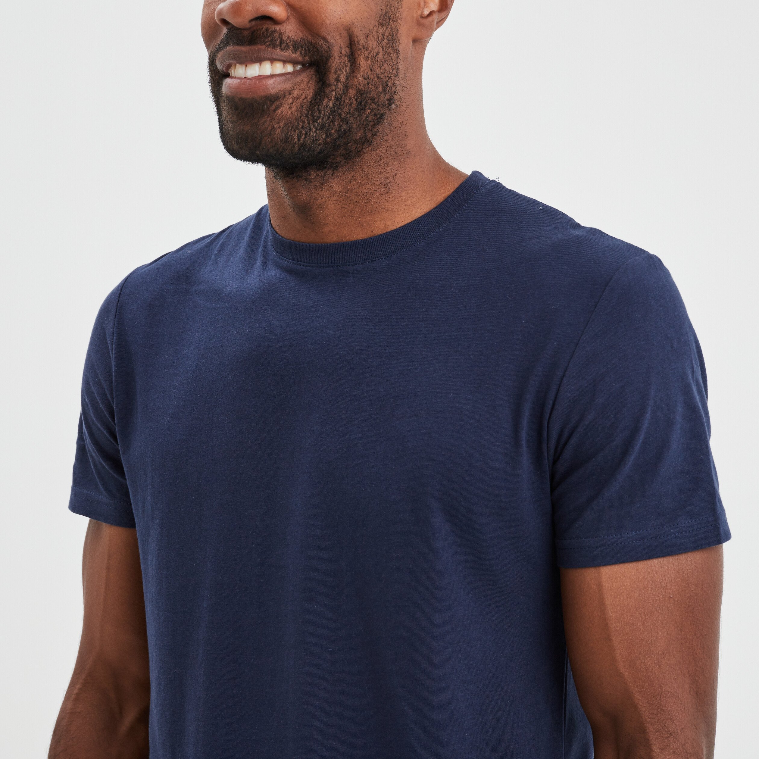 T shirt en coton manches courtes bleu marine homme