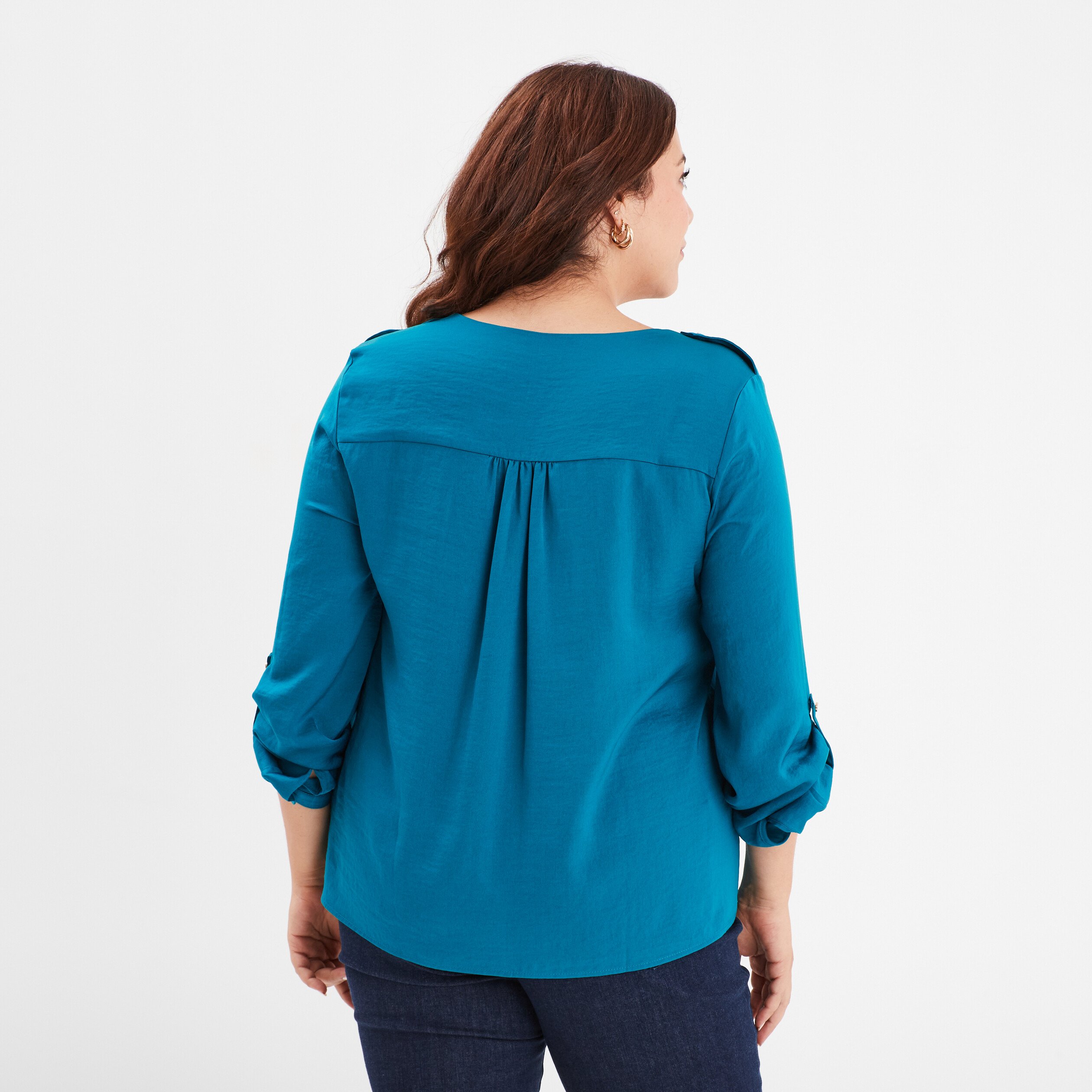 Blouse bleu canard femme sale