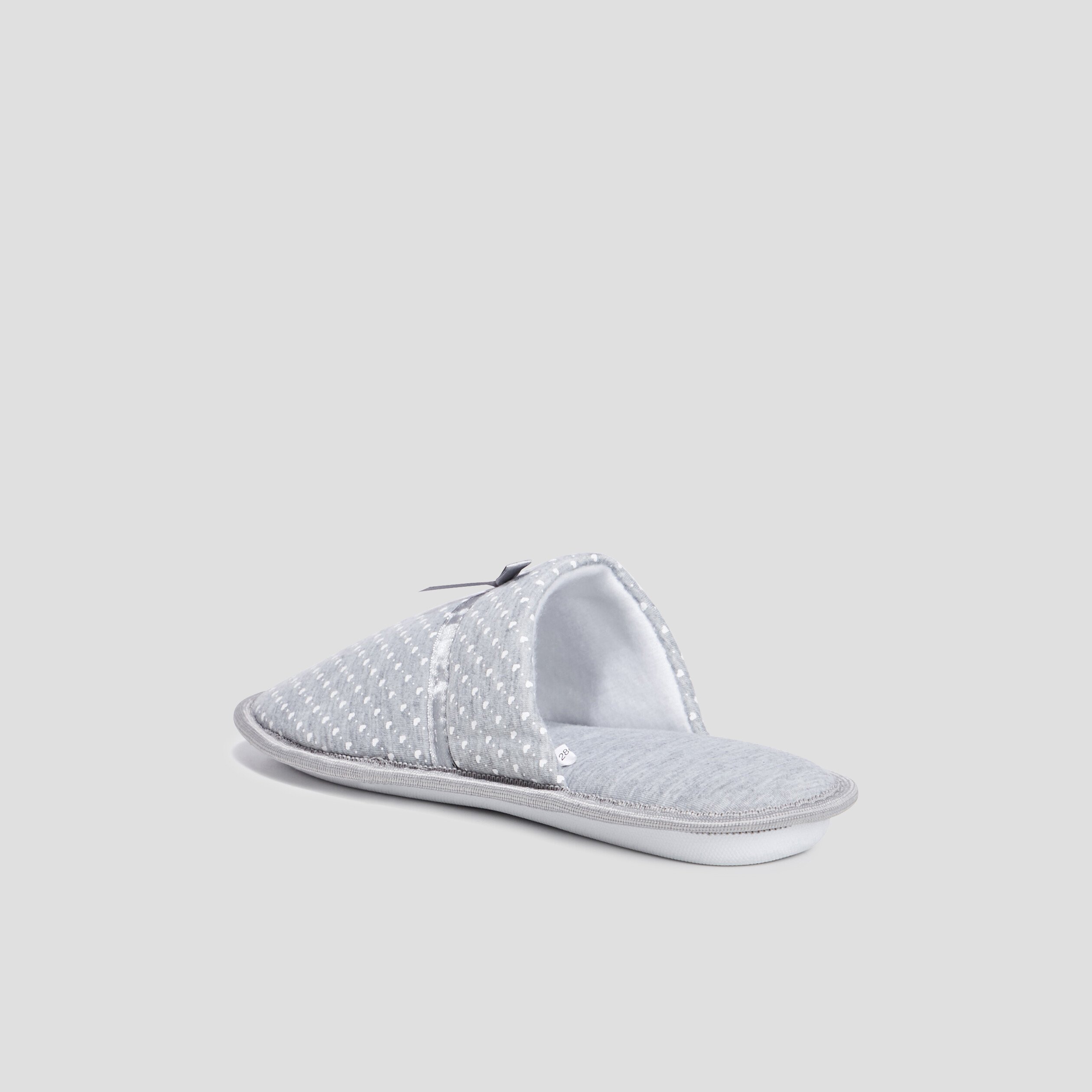 Chaussons Mules Petits Coeurs Gris Femme | La Halle