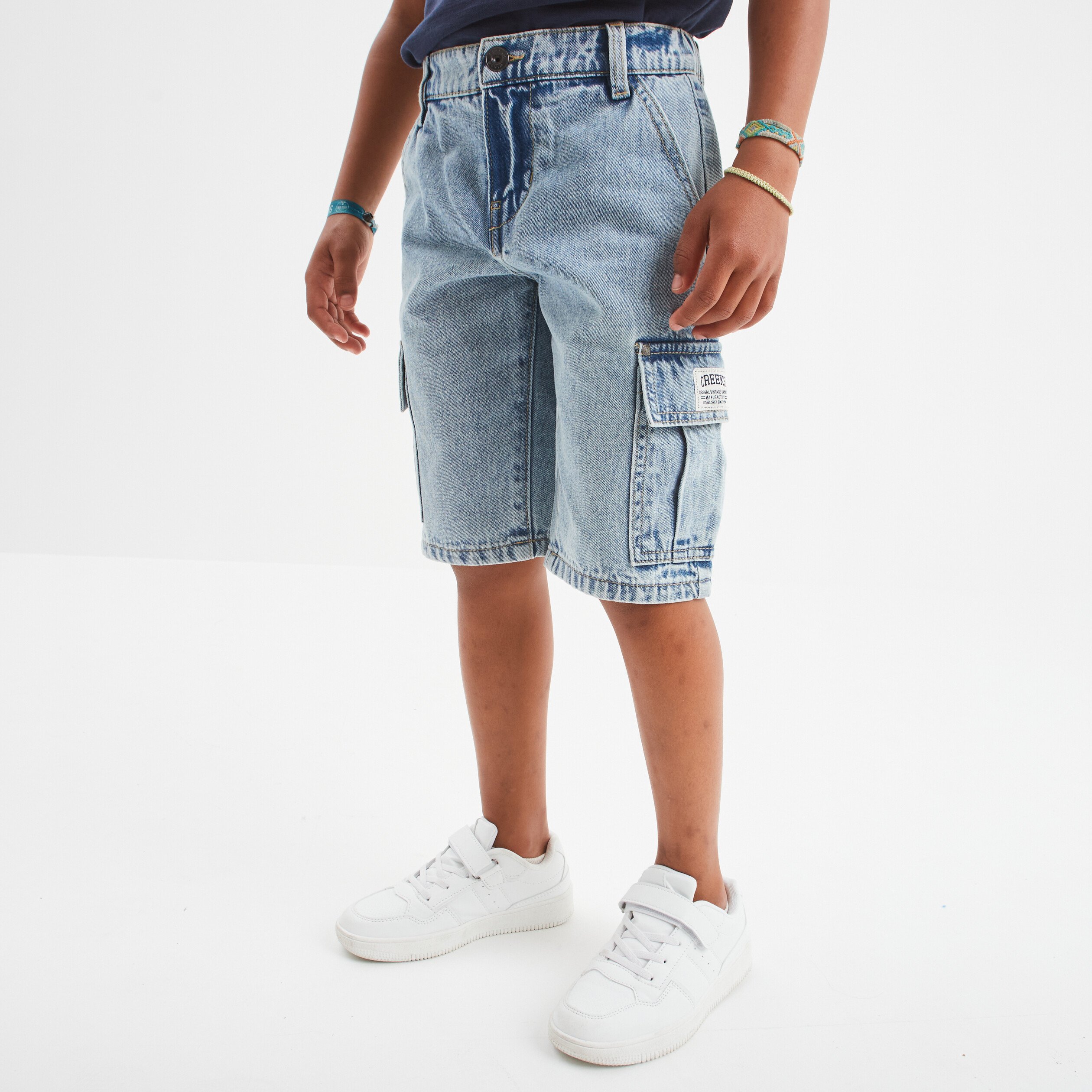 Bermuda cargo en jean Creeks denim triple stone garcon