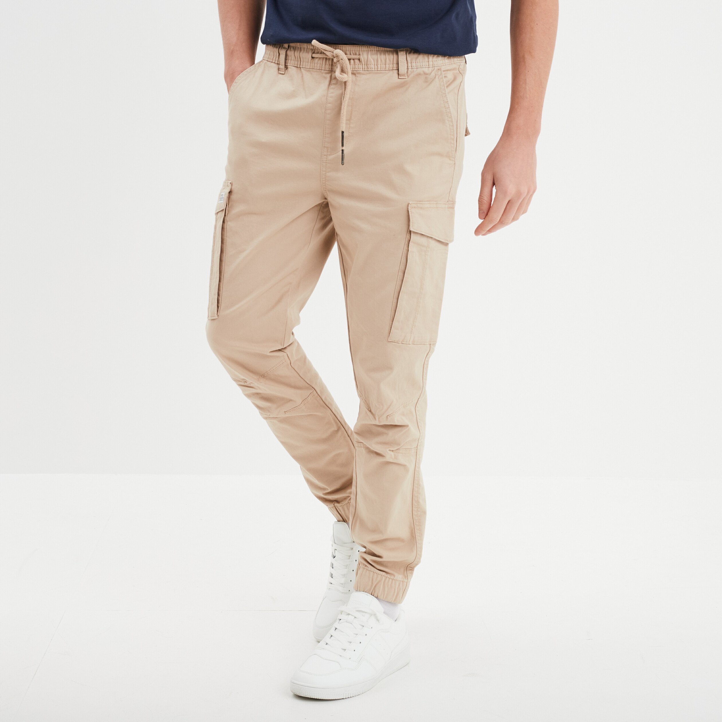 Pantalon cargo taille elastiquee Creeks beige homme La Halle