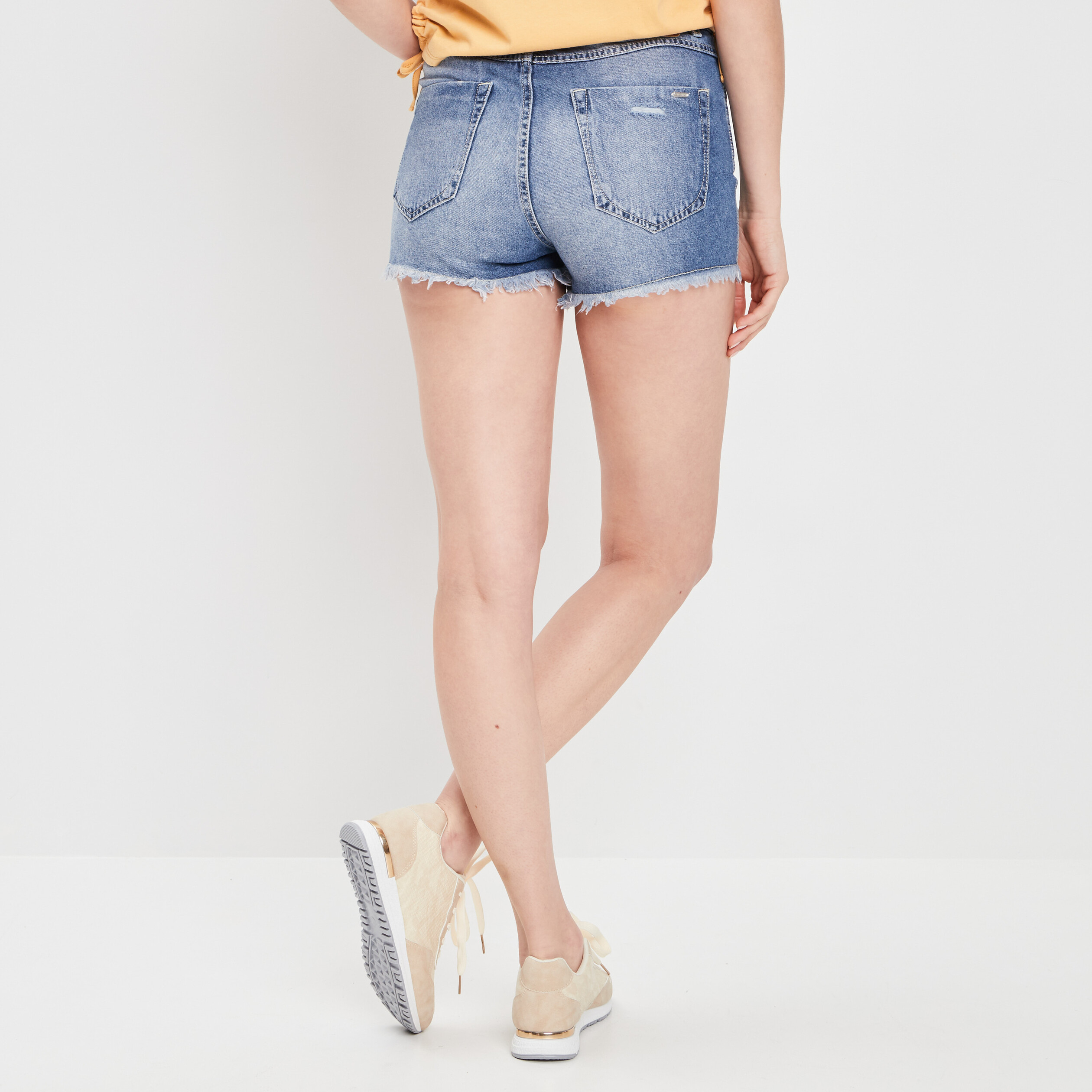 Short droit en jean Creeks denim bleach femme