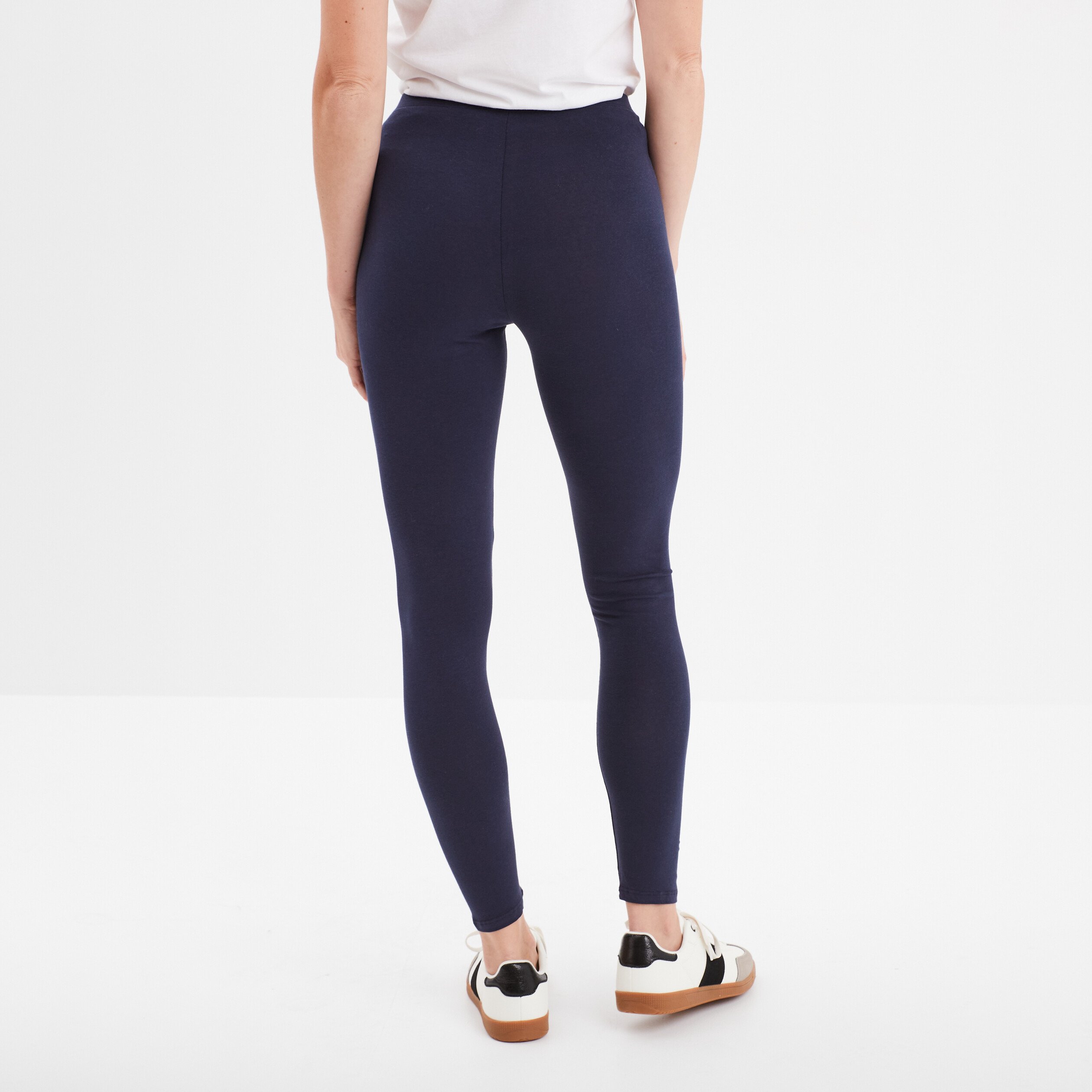 Legging long taille haute bleu marine femme