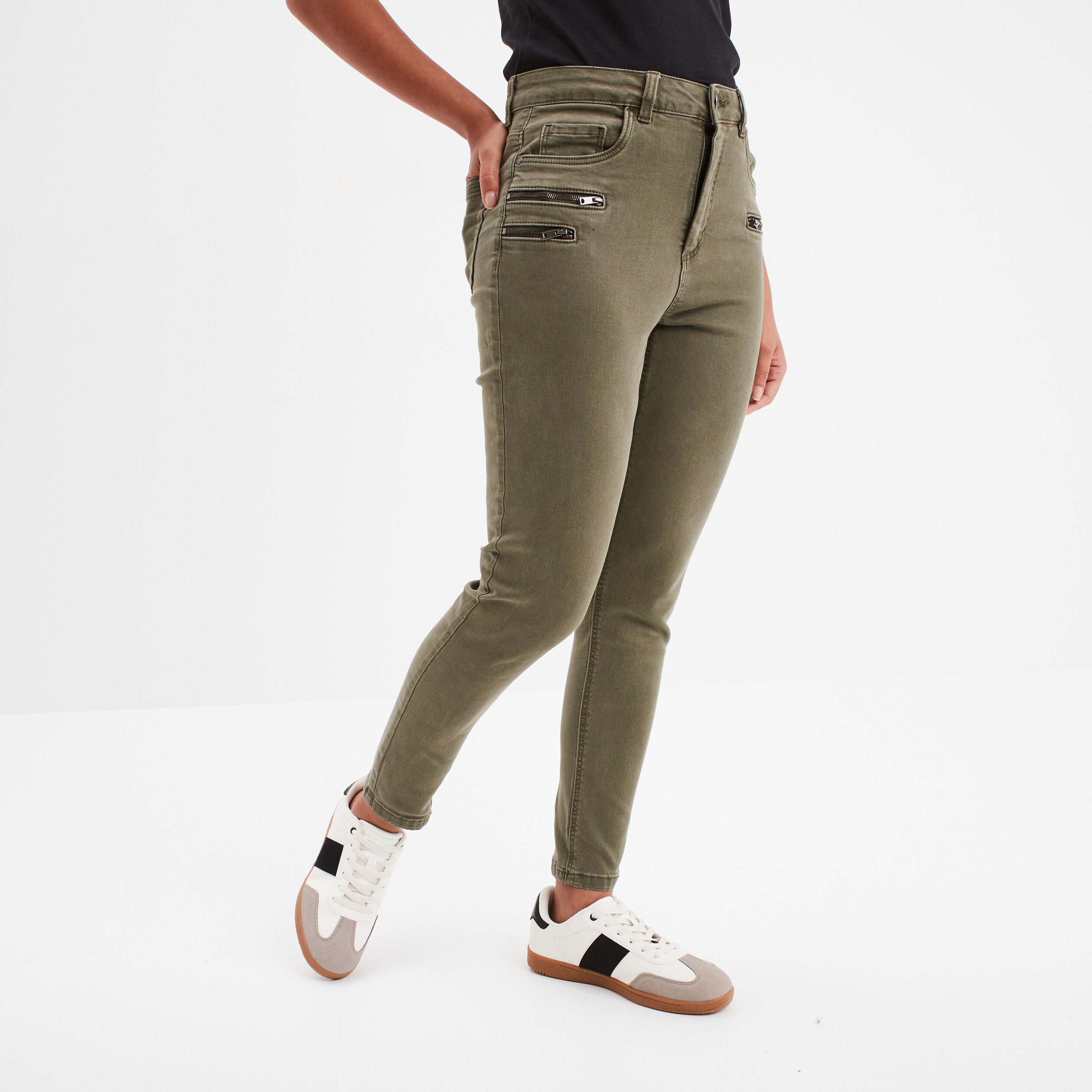 Jeans skinny 7 8eme coton Liberto vert kaki femme