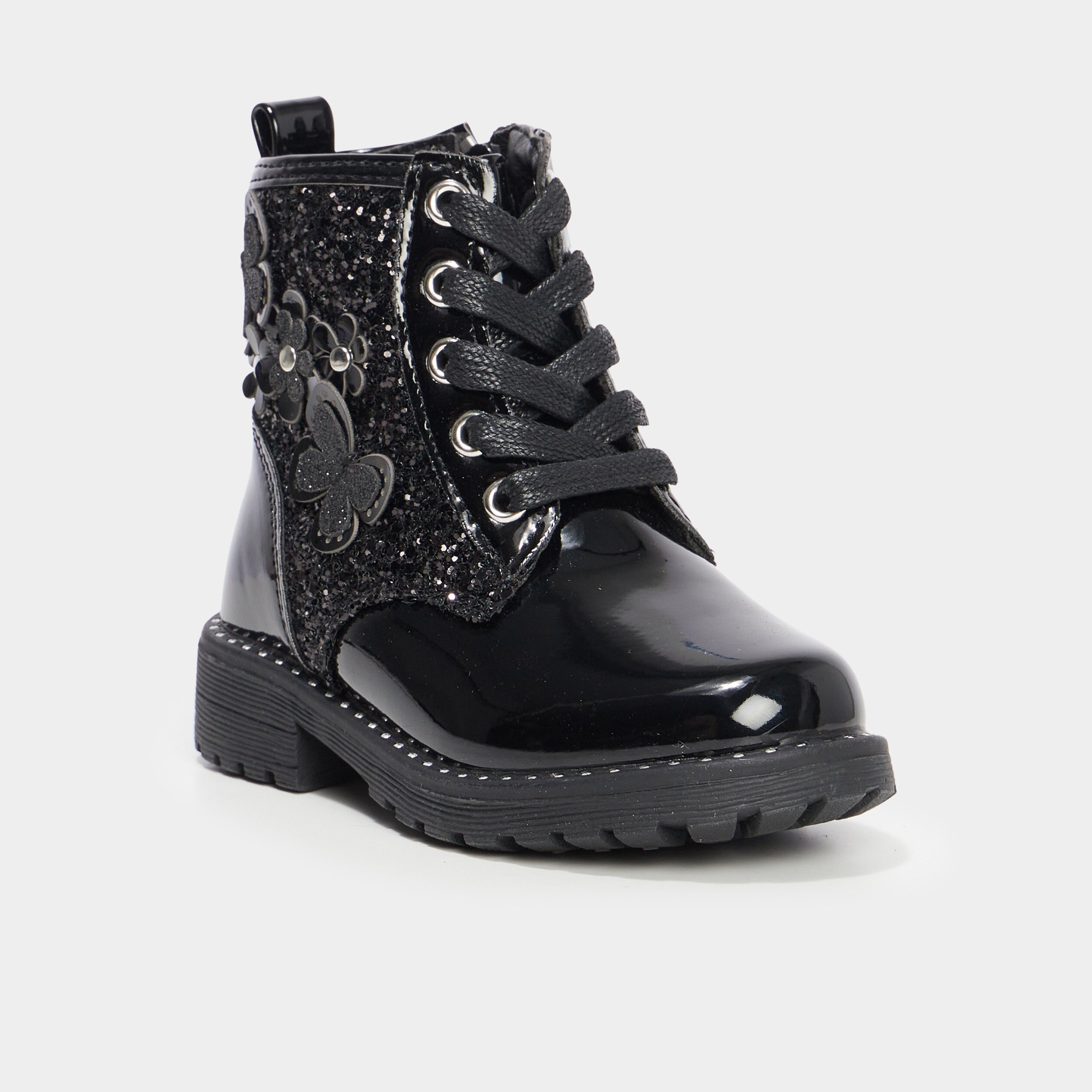 Bottines vernies a paillettes noir fille La Halle