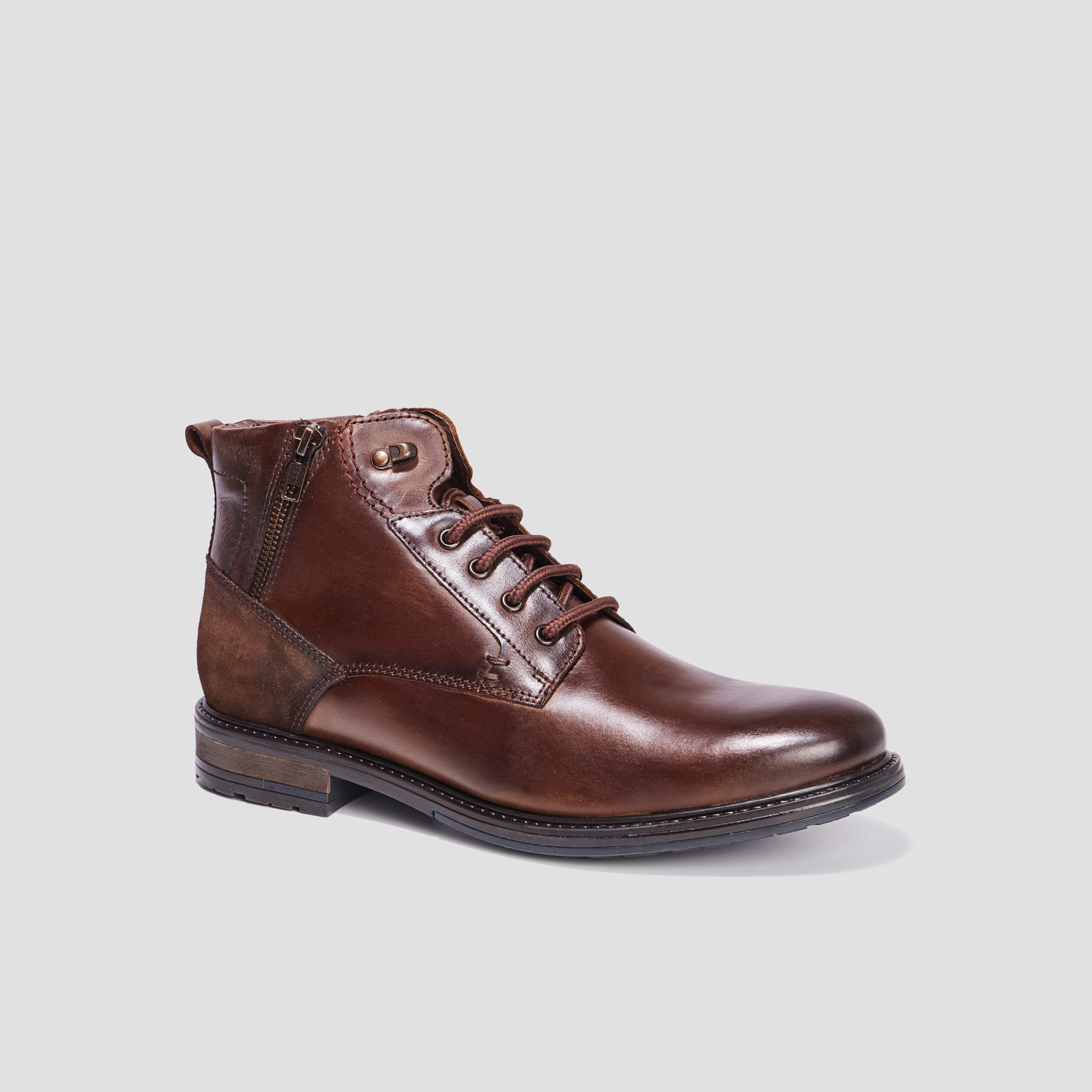 Boots zippees en cuir marron homme