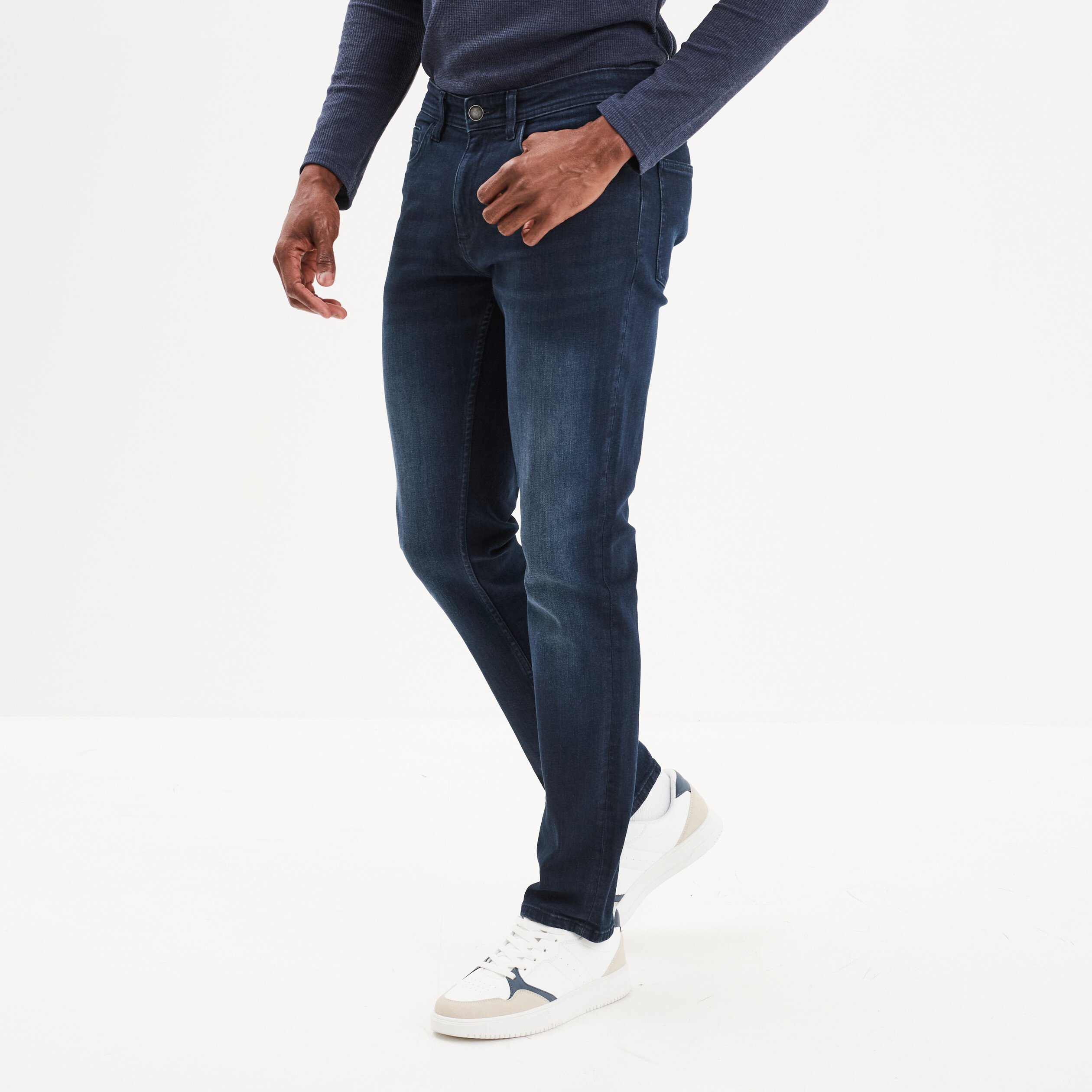 Jeans straight 5 poches Liberto denim blue black homme La Halle