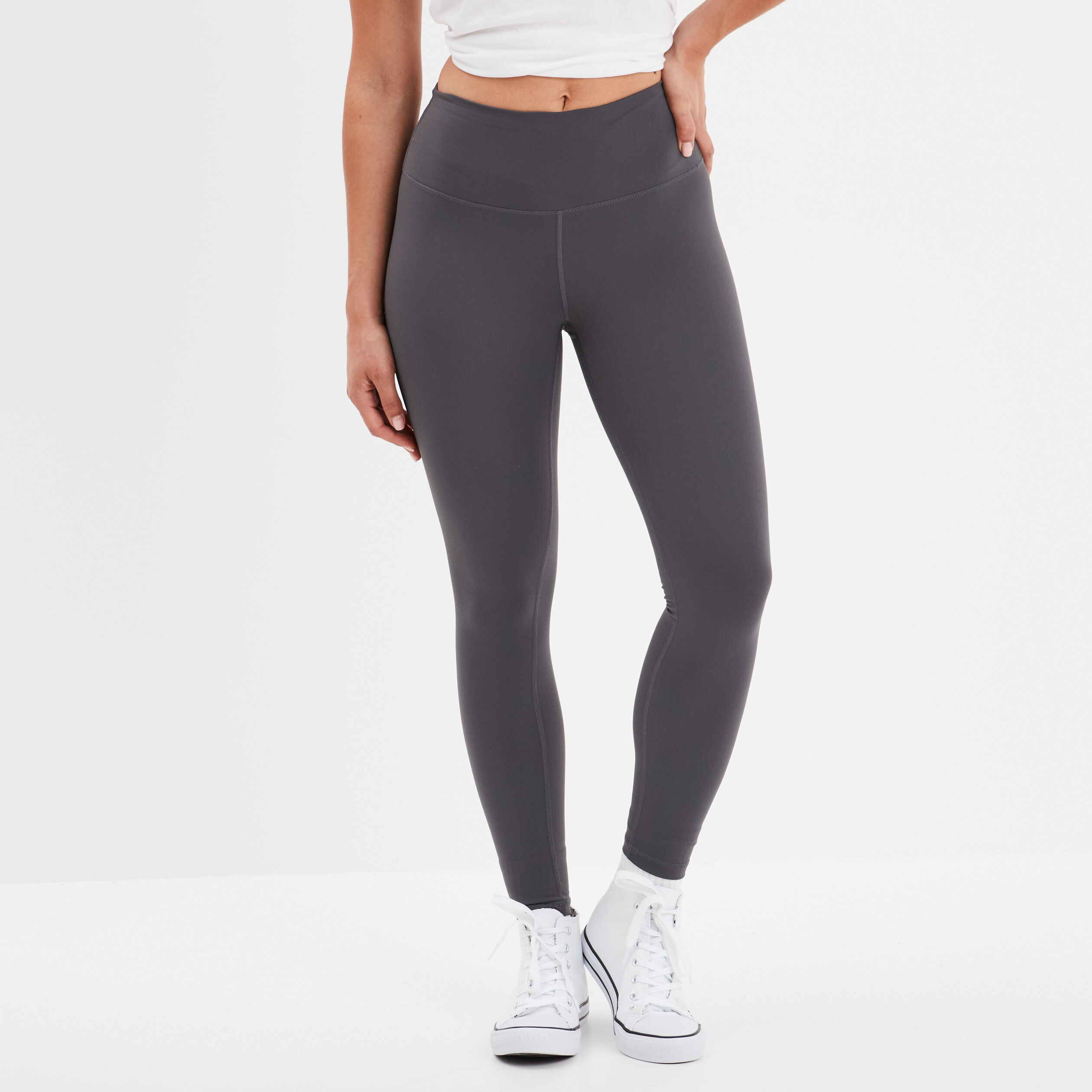 Legging stretch taille elastiquee gris fonce femme La Halle