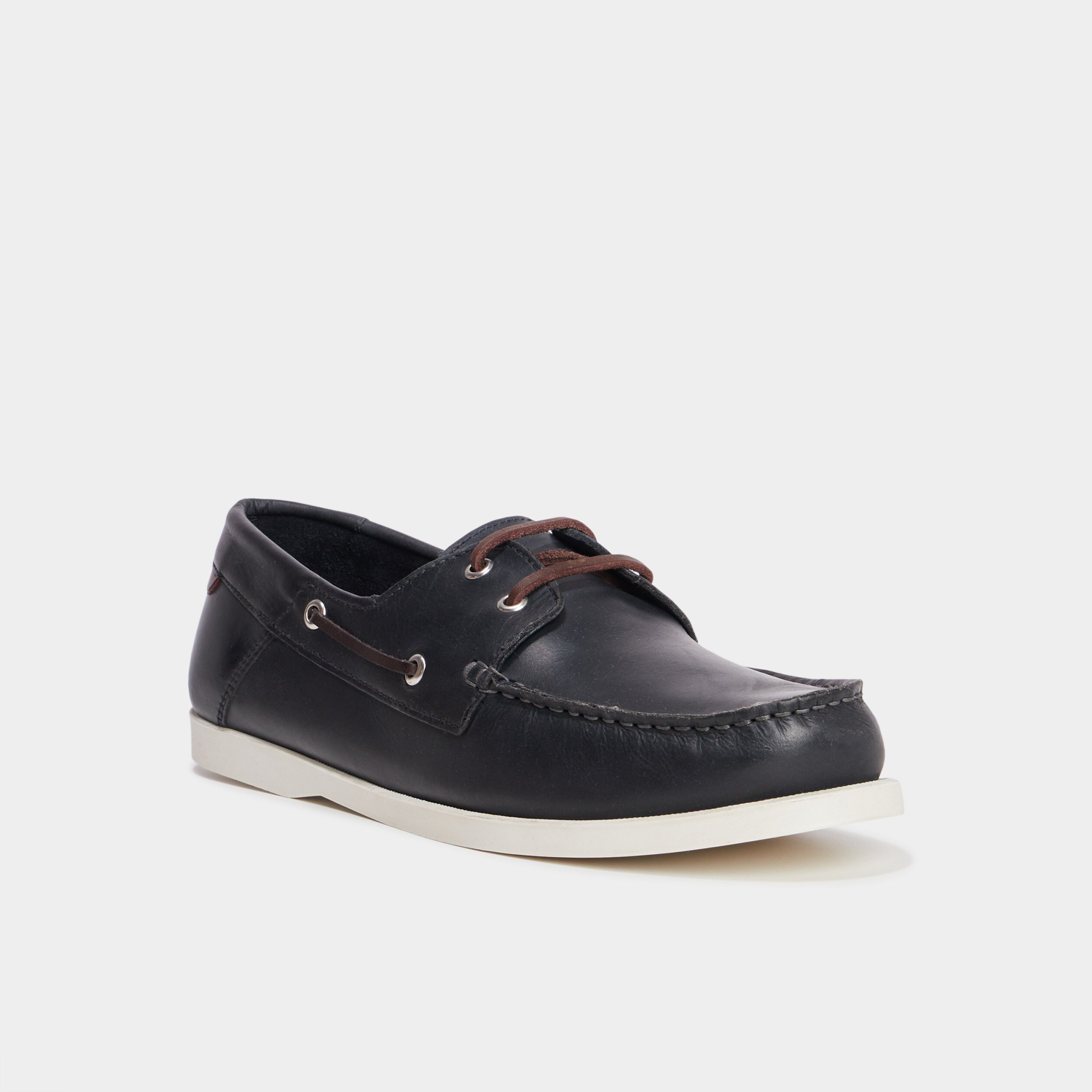 Chaussures bateau en cuir bleu marine homme