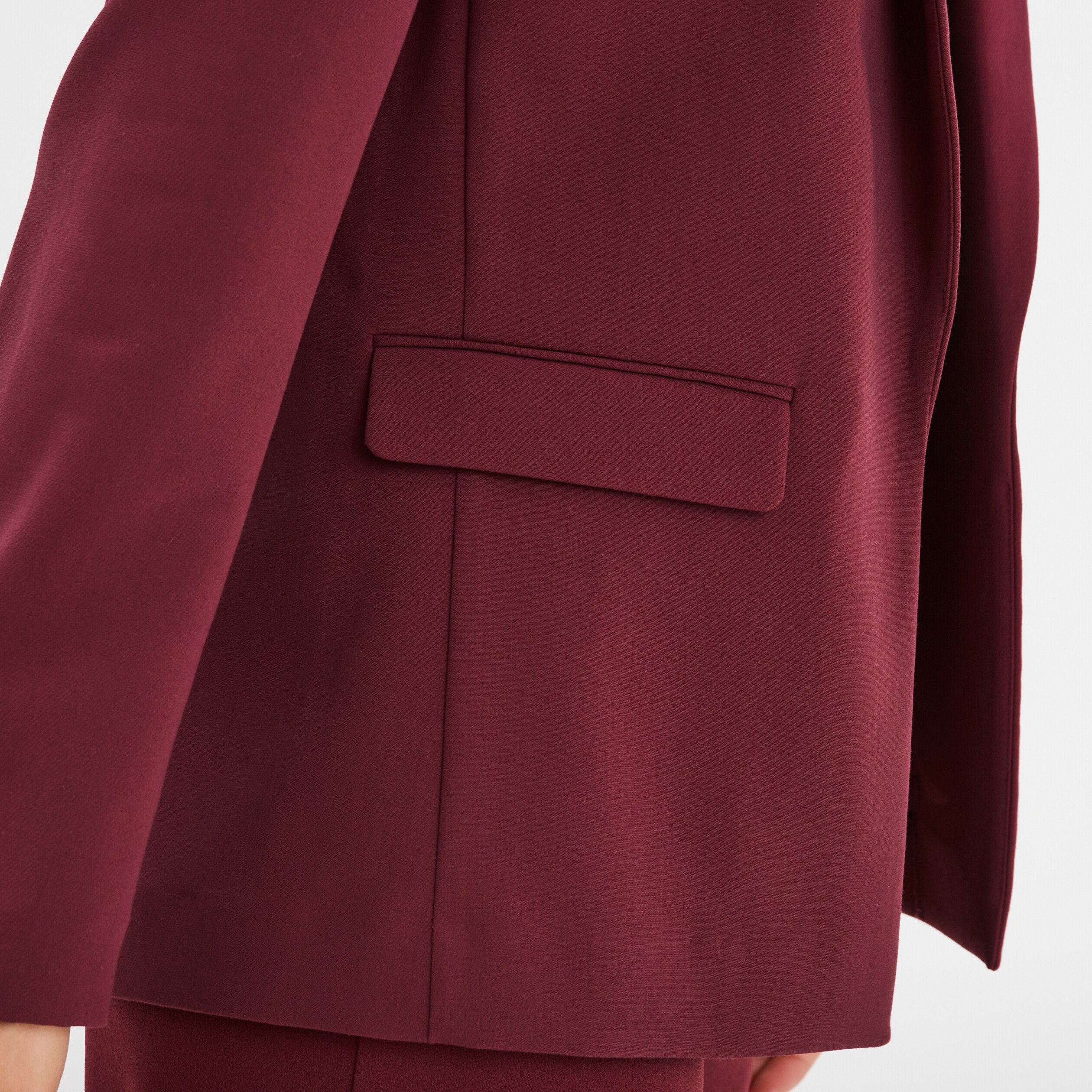 Veste tailleur col chale bordeaux femme