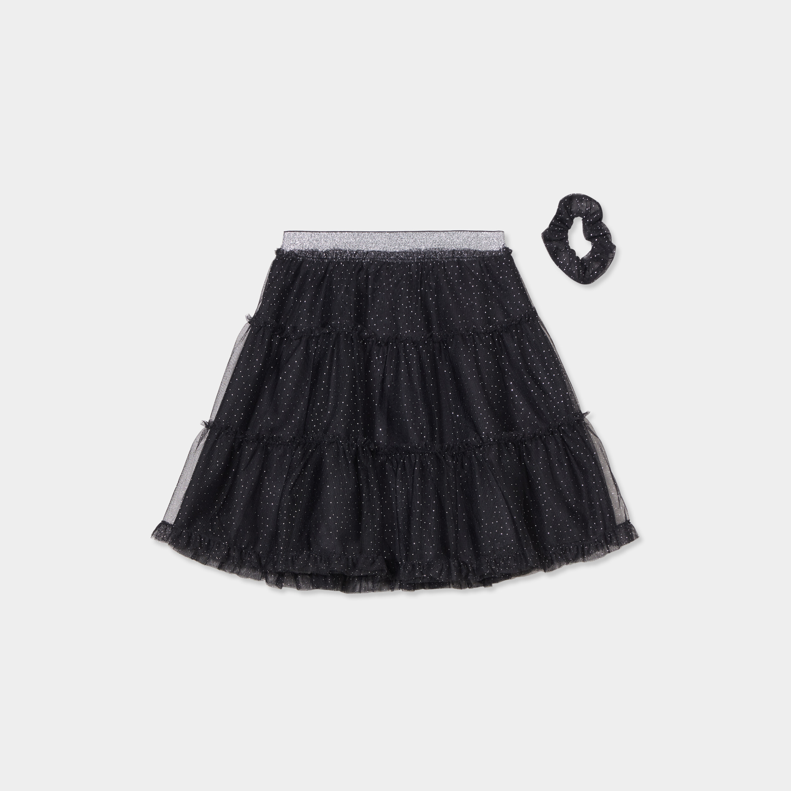 Ensemble jupe tulle evasee et chouchou noir fille La Halle