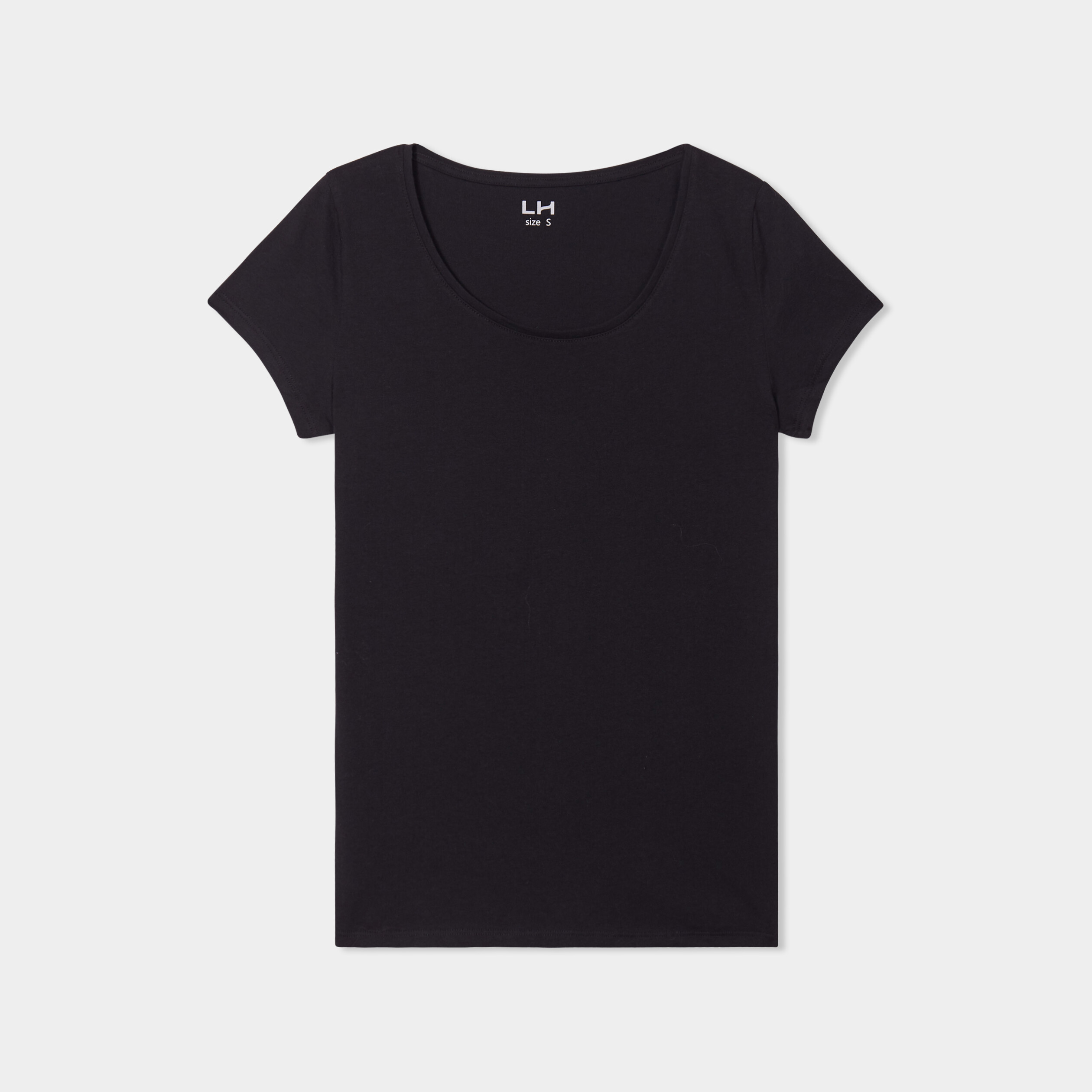 T shirt coton col rond manches courtes noir femme