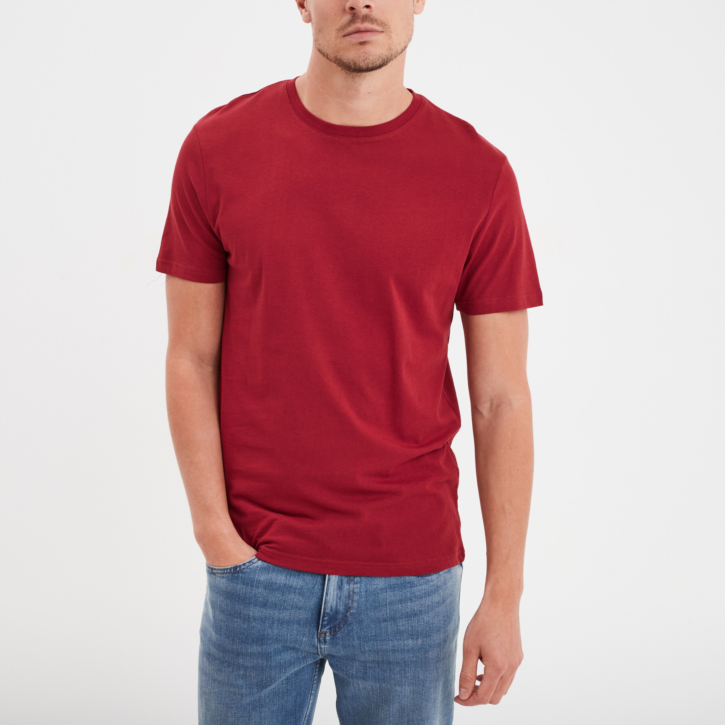 T shirt en coton manches courtes rouge homme