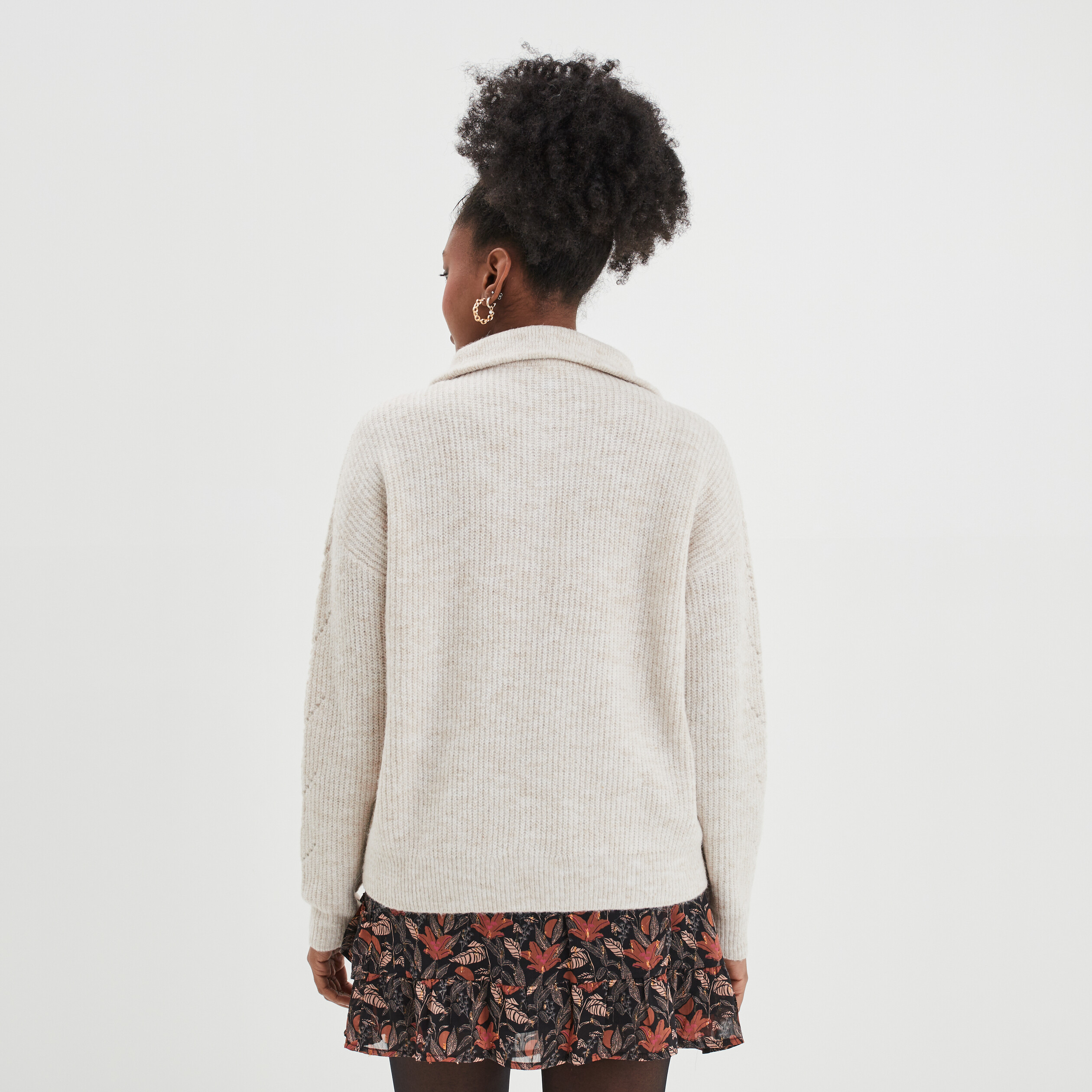 Pull Col Camionneur Manches Ajour Es Beige Femme La Halle