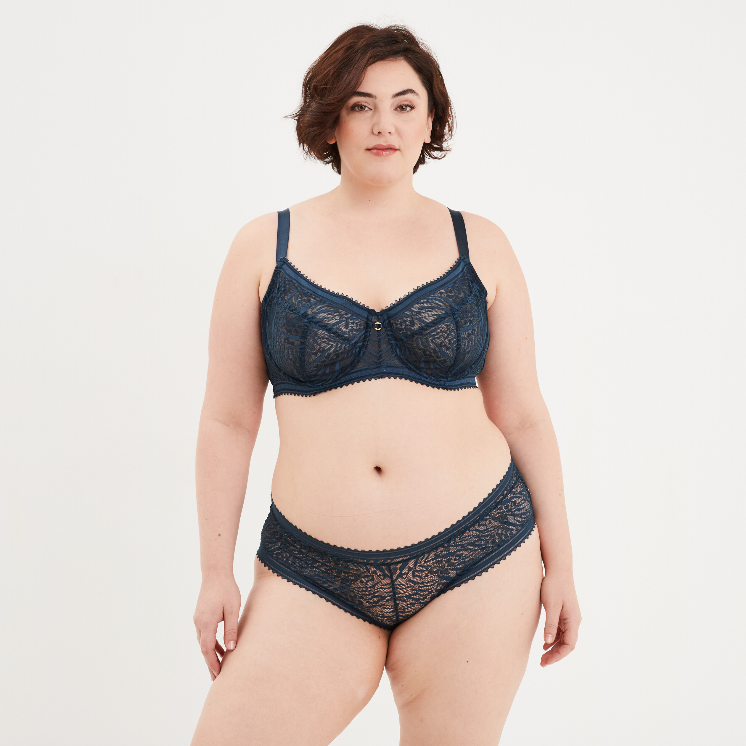 Soutien gorge embo tant en dentelle bleu canard femme grande taille