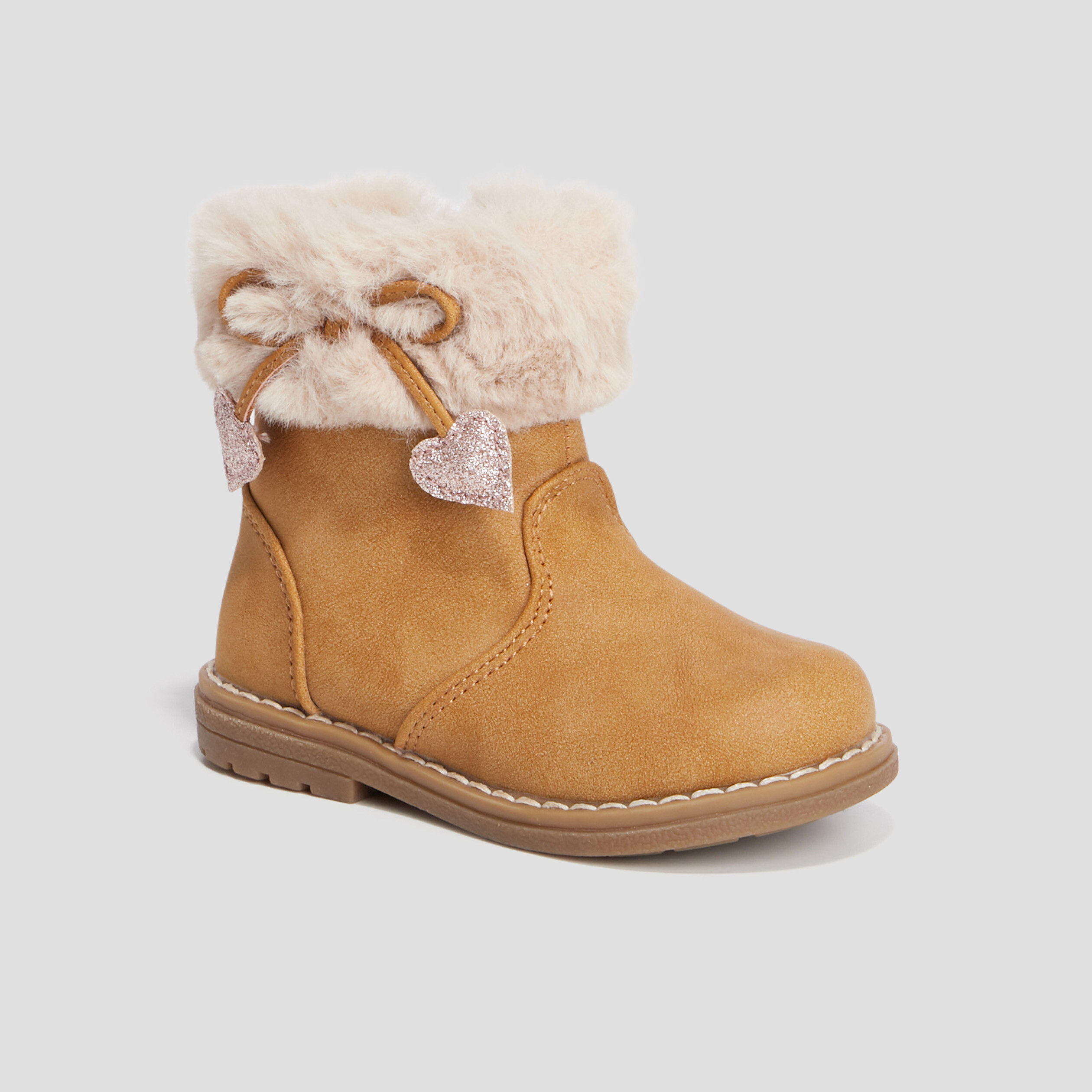 Bottines avec details noeuds camel bebe fille La Halle