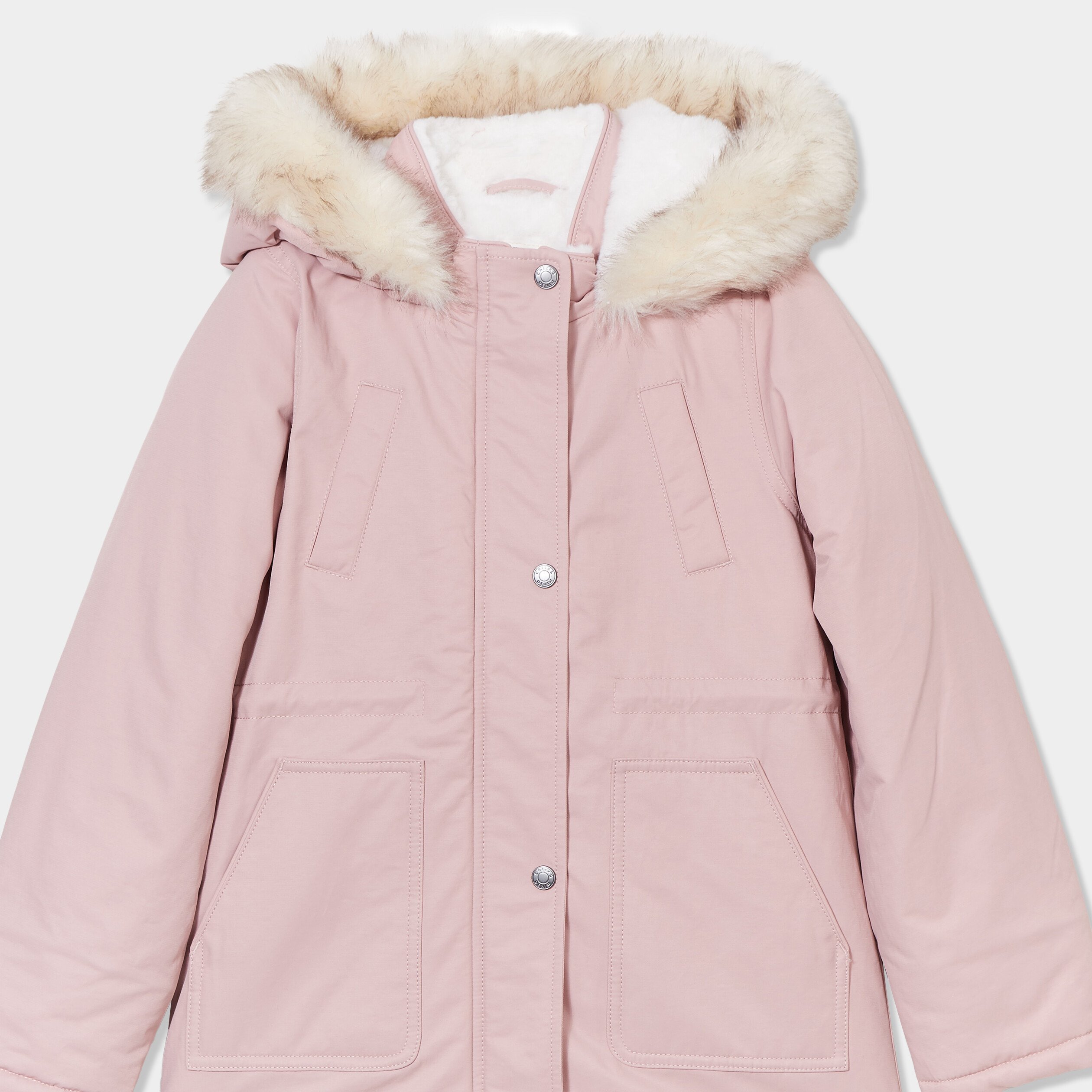 Parka a capuche fourrure rose pastel fille La Halle