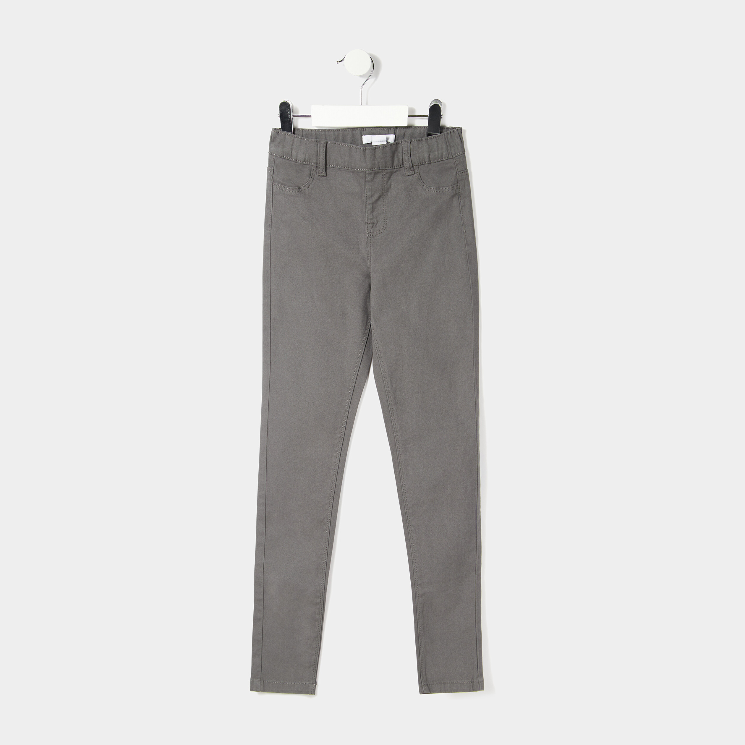 Pantalon tregging ajustable en coton gris fonc fille La Halle