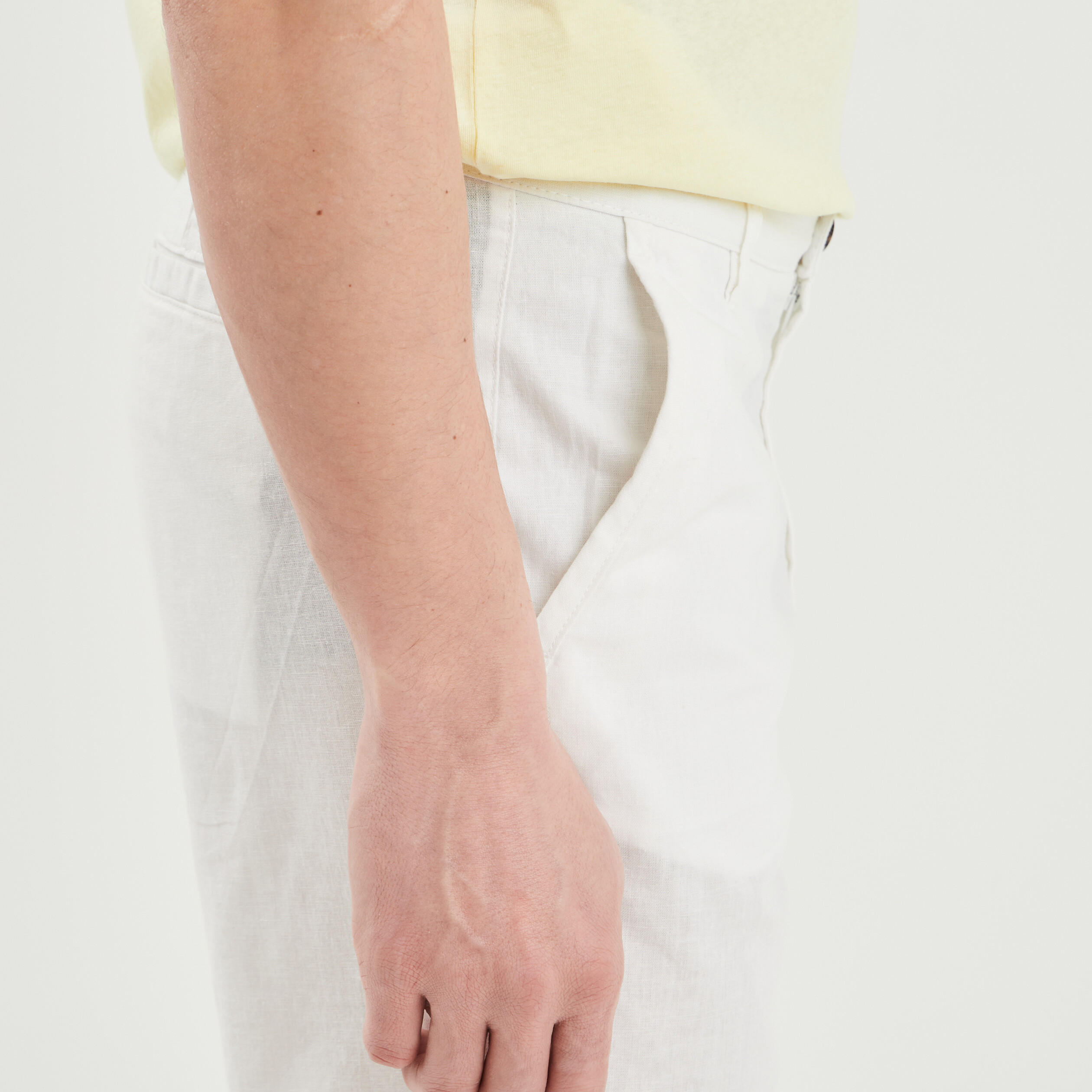 Short chino droit lin majoritaire blanc homme