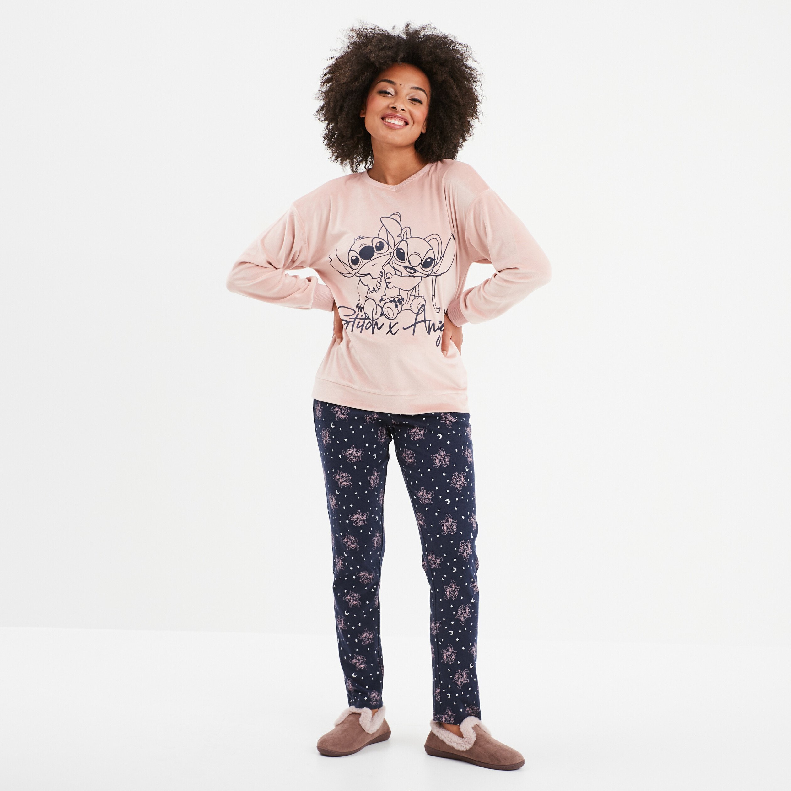 Ensemble pyjama 2 pieces Stitch rose femme