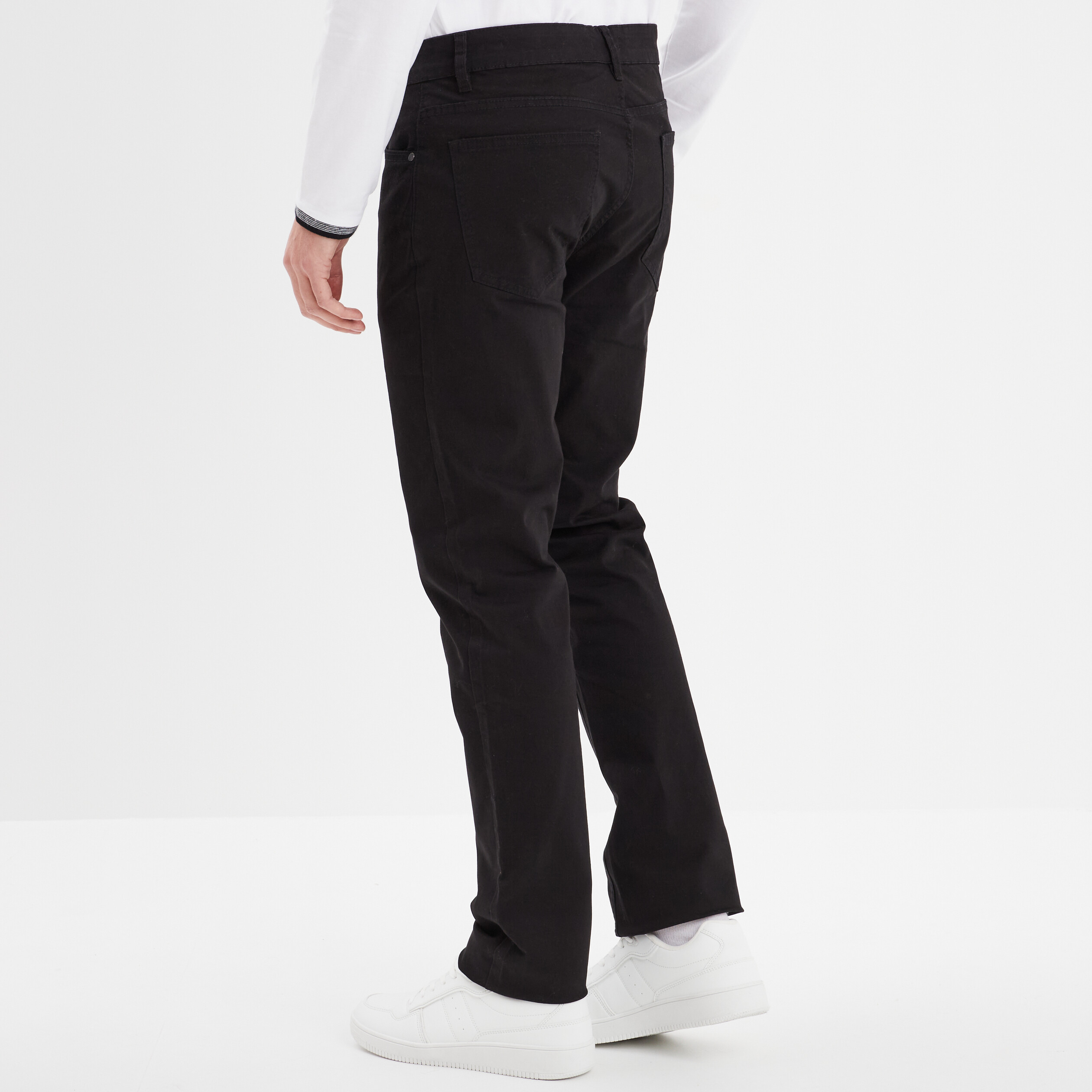 Pantalon droit en coton stretch noir homme